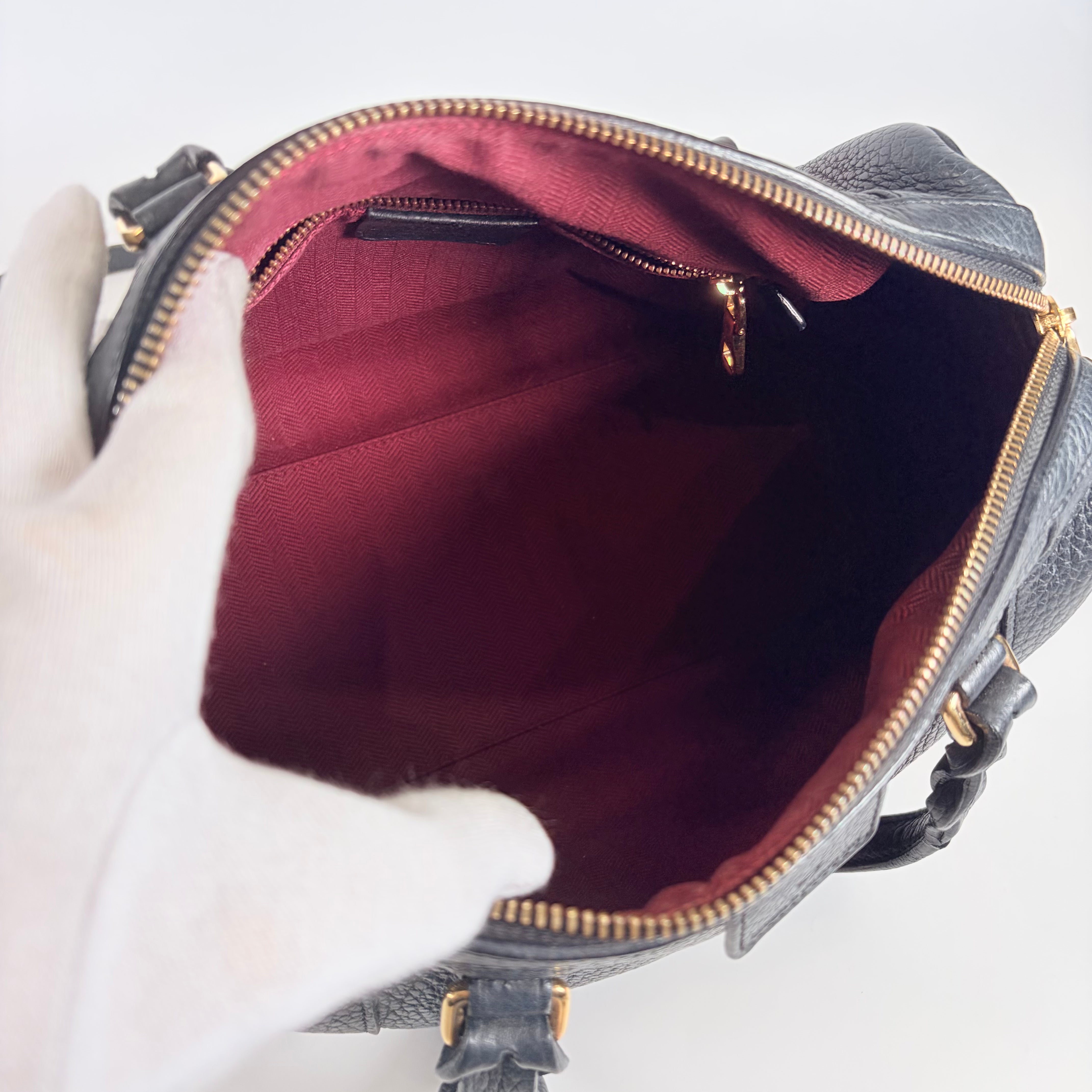 2605 secondhand LOEWE anagram 25 leather 2WAY hand bag black