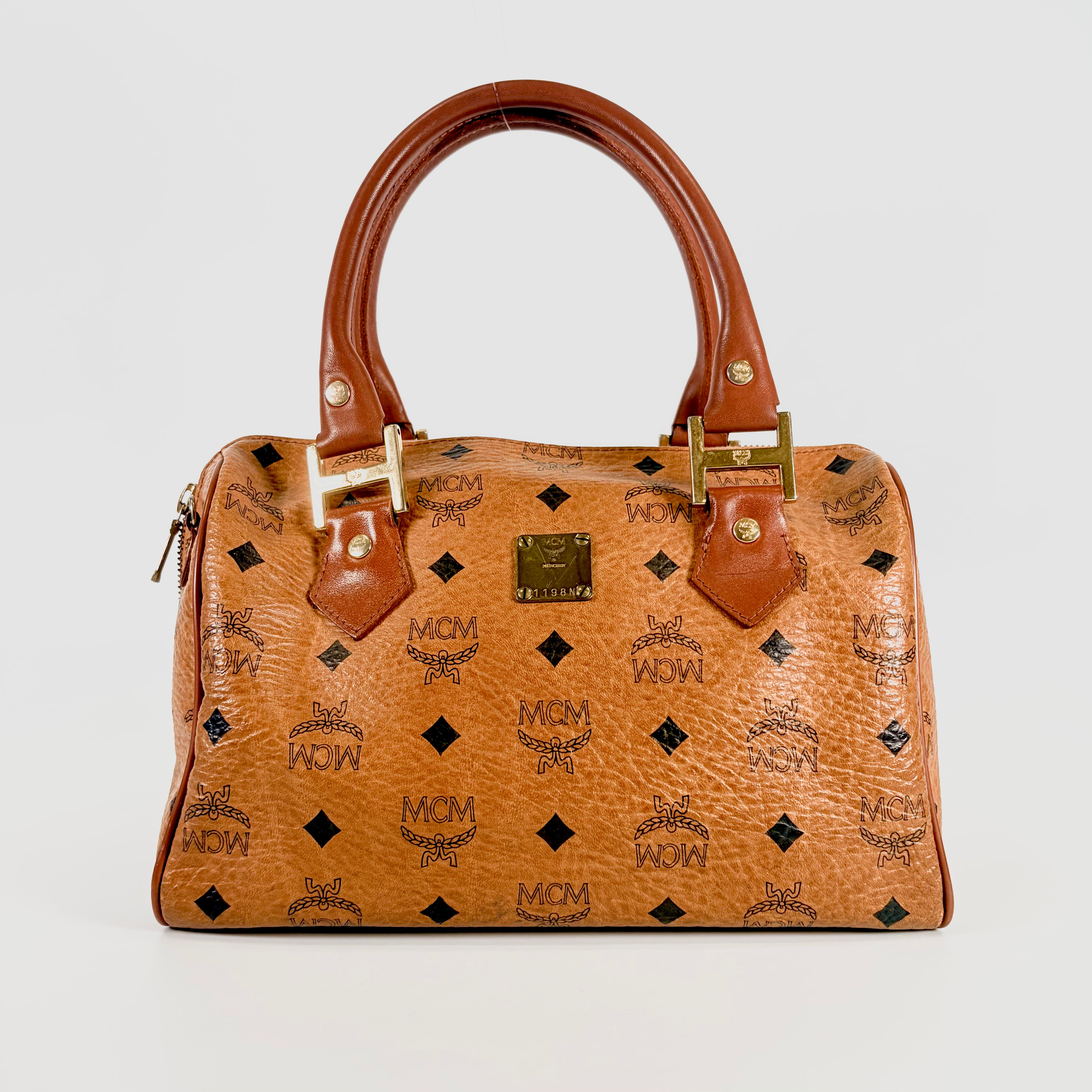 2605 secondhand MCM Visetos mini Boston bag