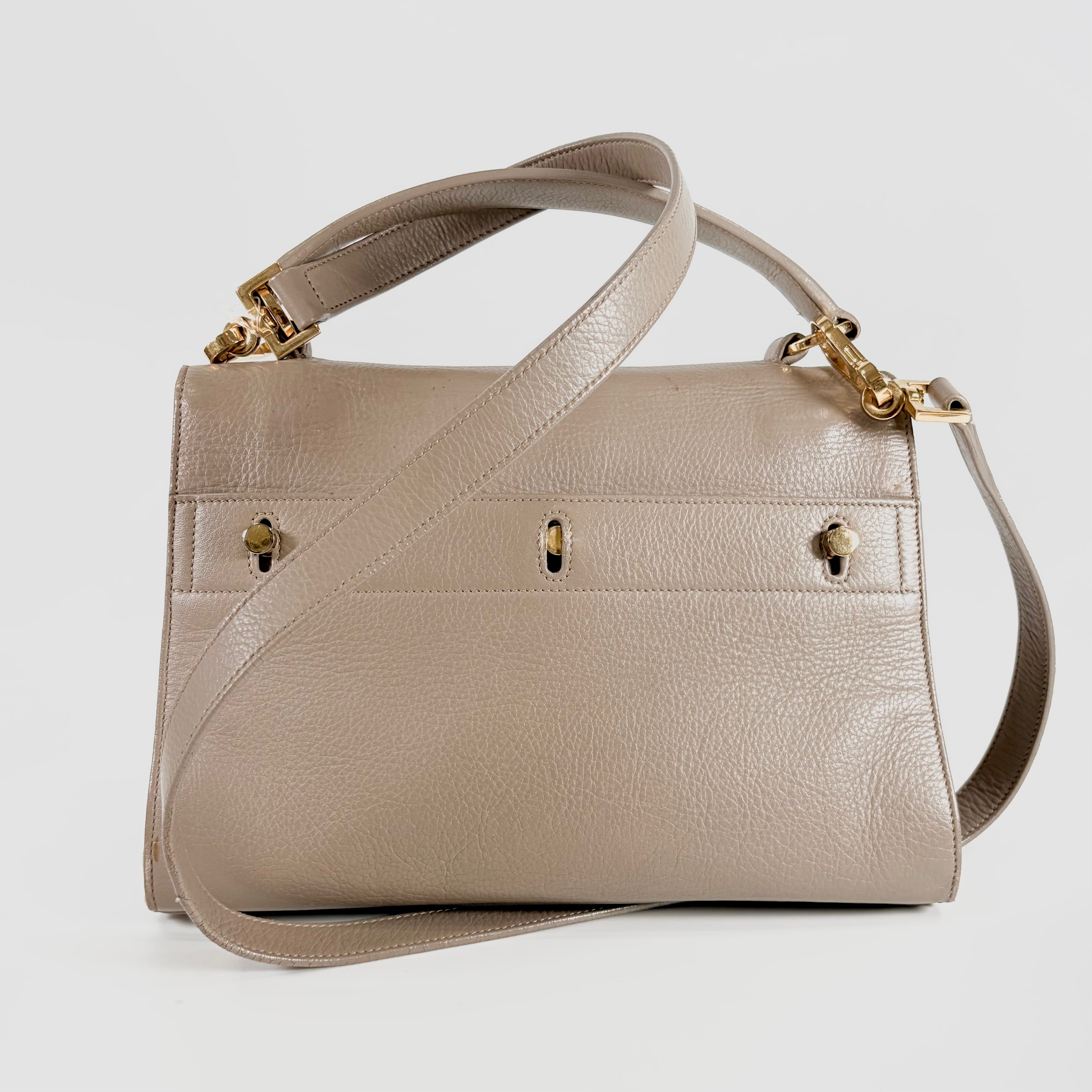 2607 secondhand SAINTLAURENT brand bag 407172 leather / canvas Muse Two 0615 Greige fastener strap 3