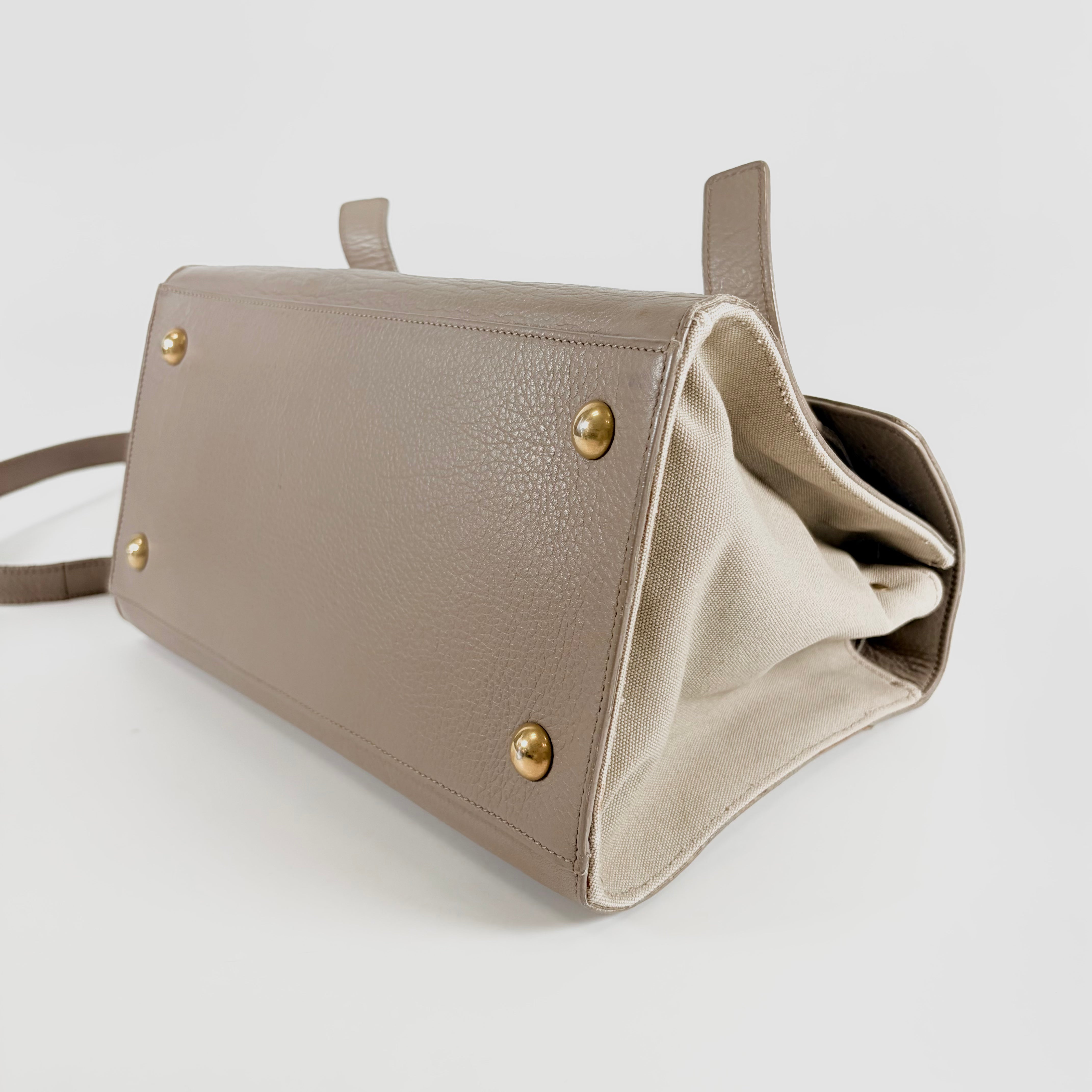 2607 secondhand SAINTLAURENT brand bag 407172 leather / canvas Muse Two 0615 Greige fastener strap 3