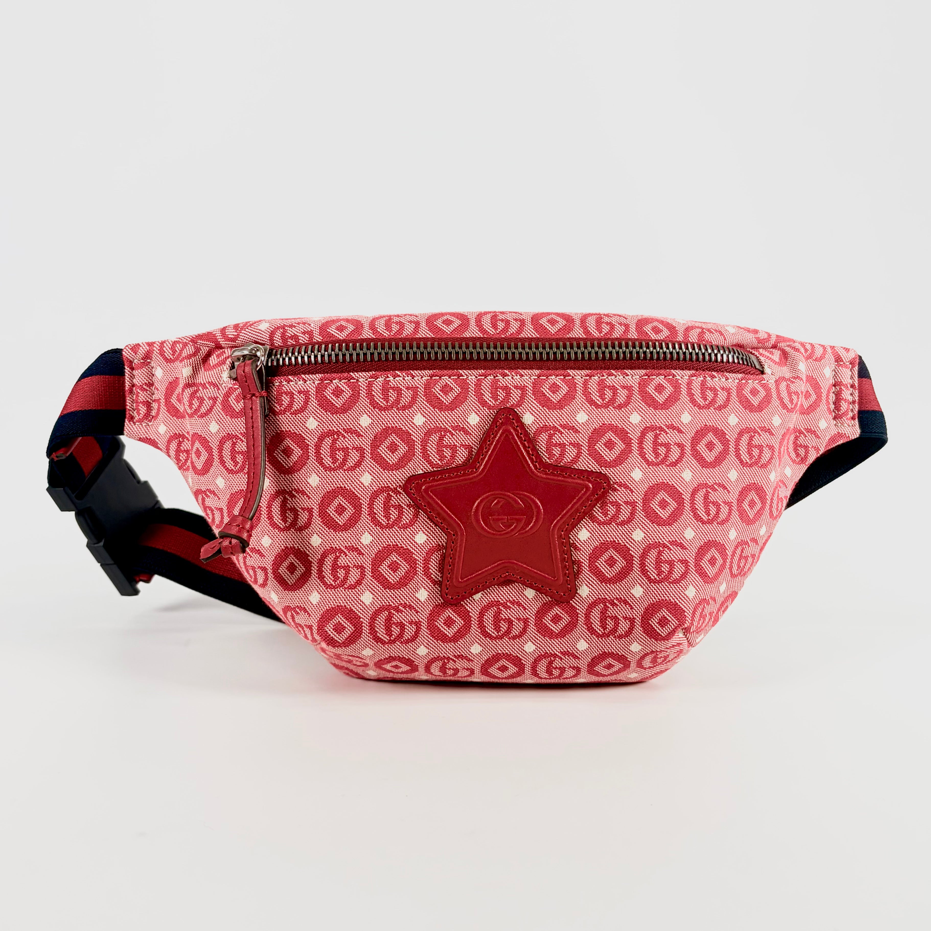 2607 secondhand GUCCI Interlocking G Children's Waist back canvas Red