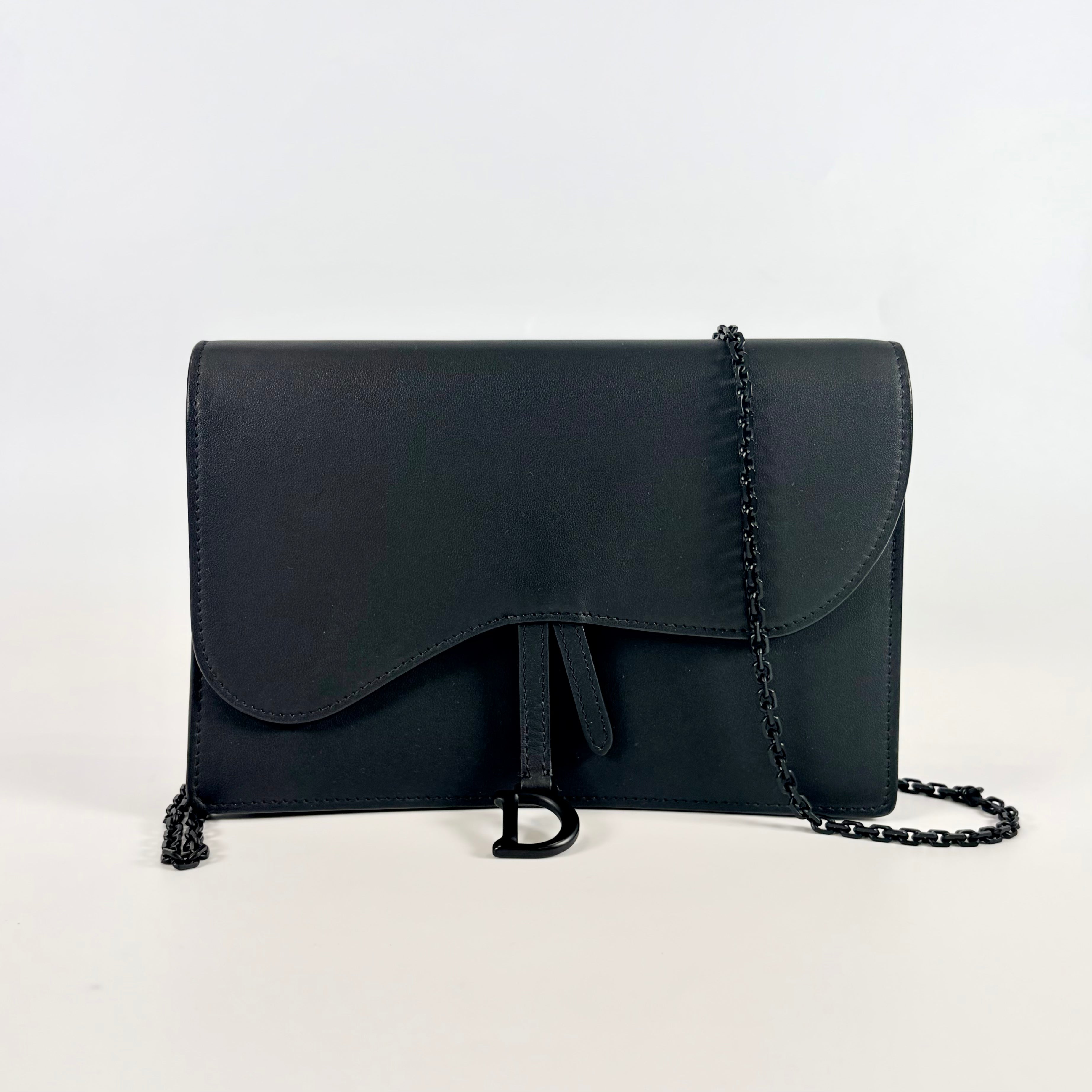 2607 secondhand CD saddle leather Chain Wallet black