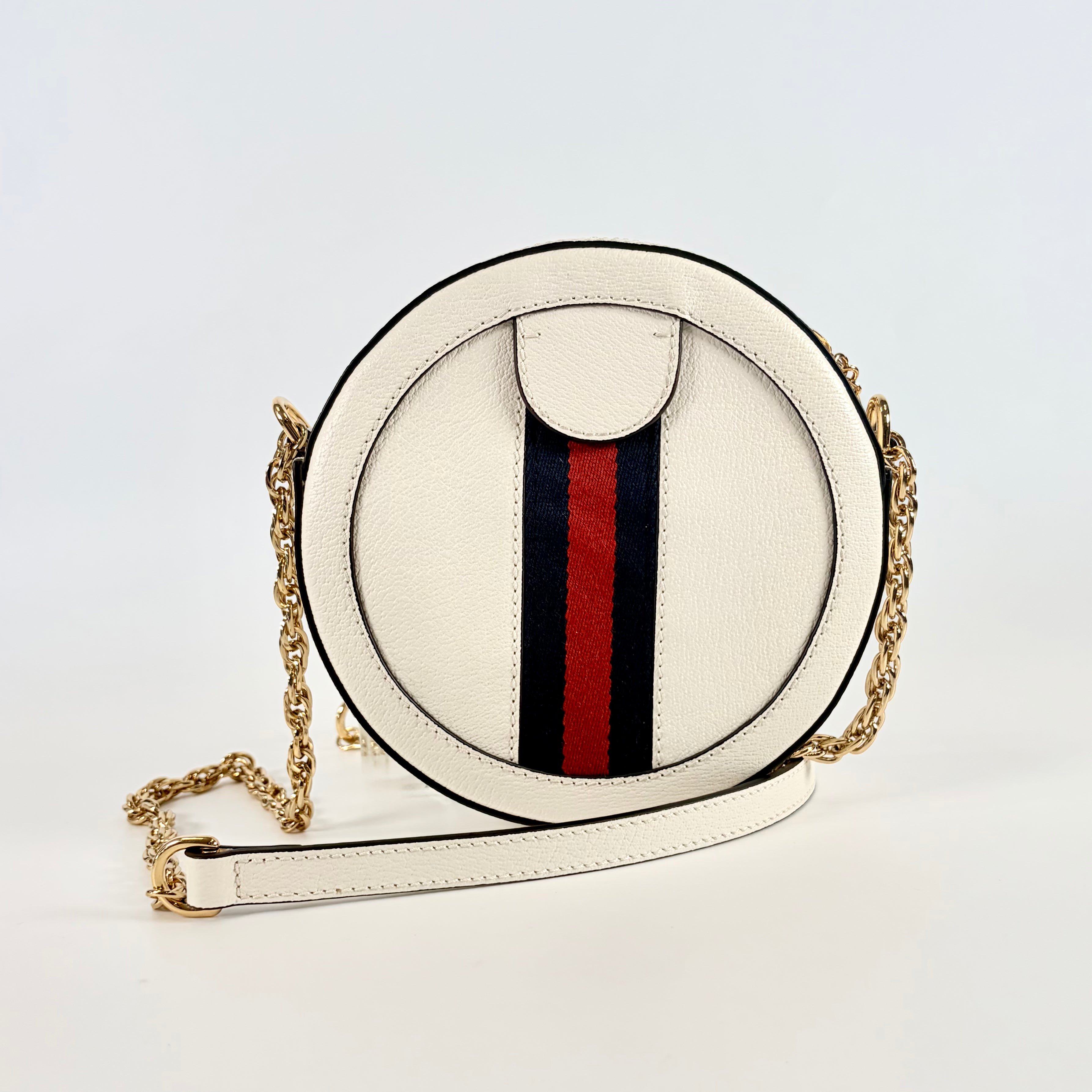 2606 secondhand GUCCI Ophidia leather Chain Shoulder Bag white 550618