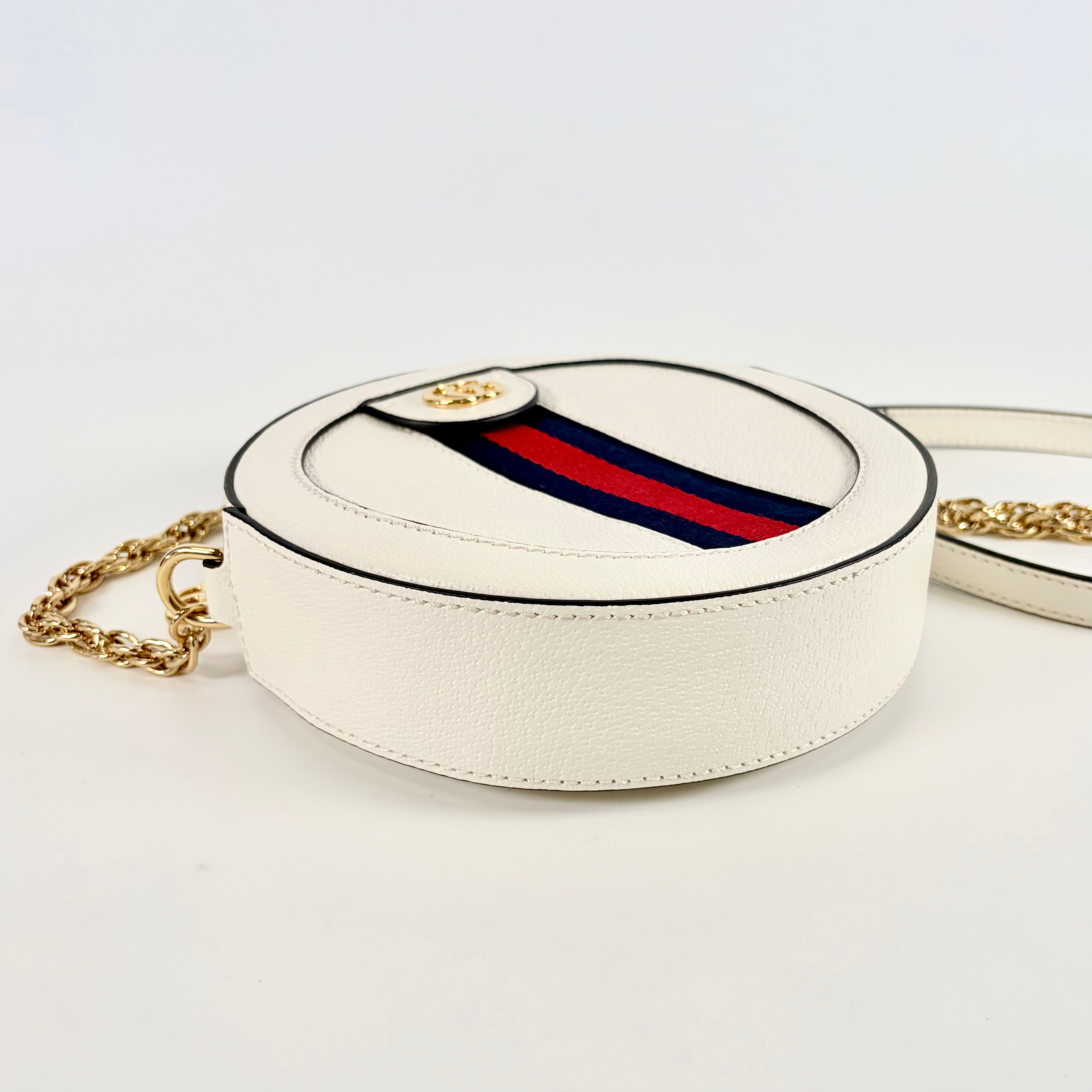 2606 secondhand GUCCI Ophidia leather Chain Shoulder Bag white 550618
