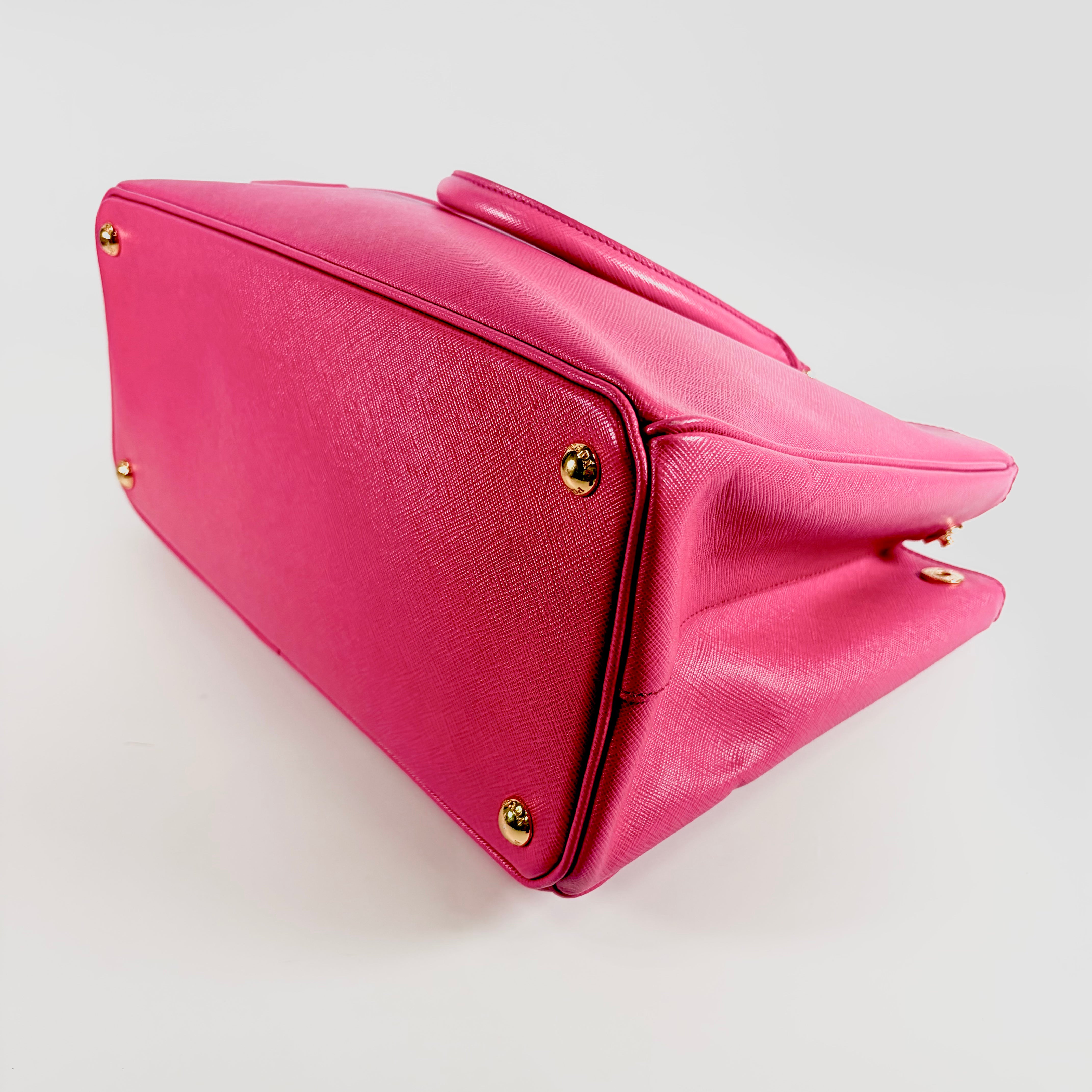 2607 secondhand PRADA Saffiano Galleria leather 2WAY hand bag pink