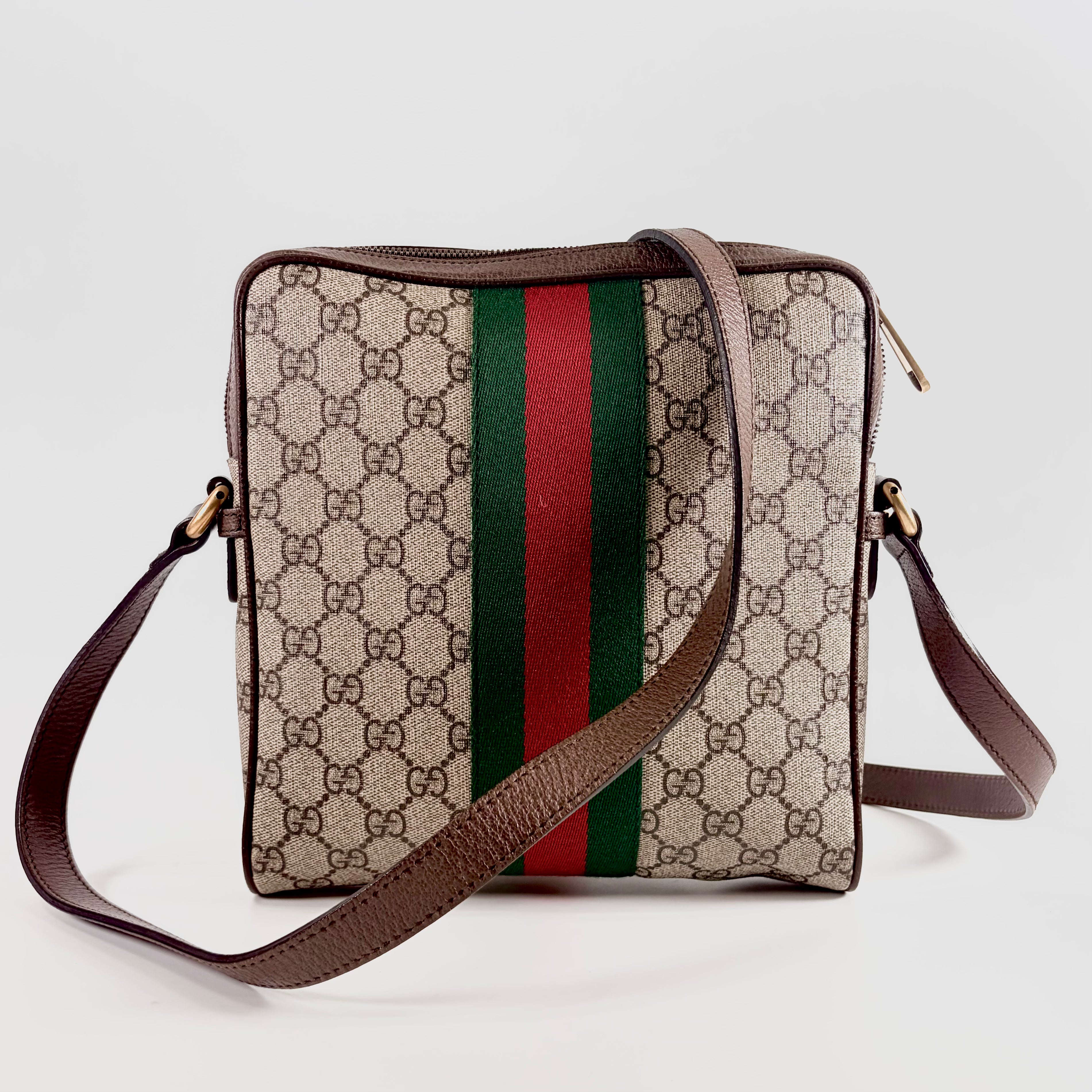 2605 secondhand GUCCI GG Supreme Ophidia PVC× leather Shoulder bag beige 547926
