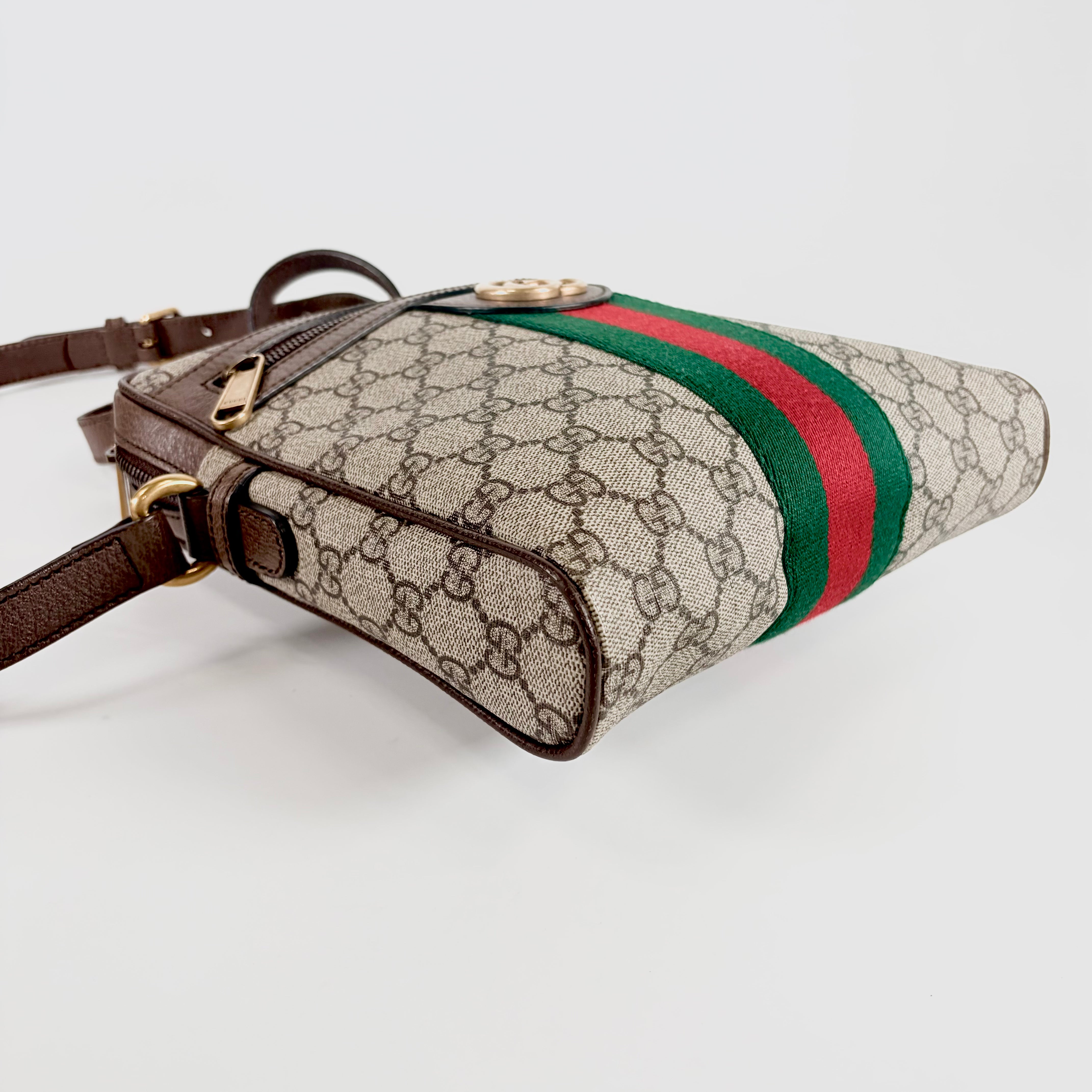 2605 secondhand GUCCI GG Supreme Ophidia PVC× leather Shoulder bag beige 547926