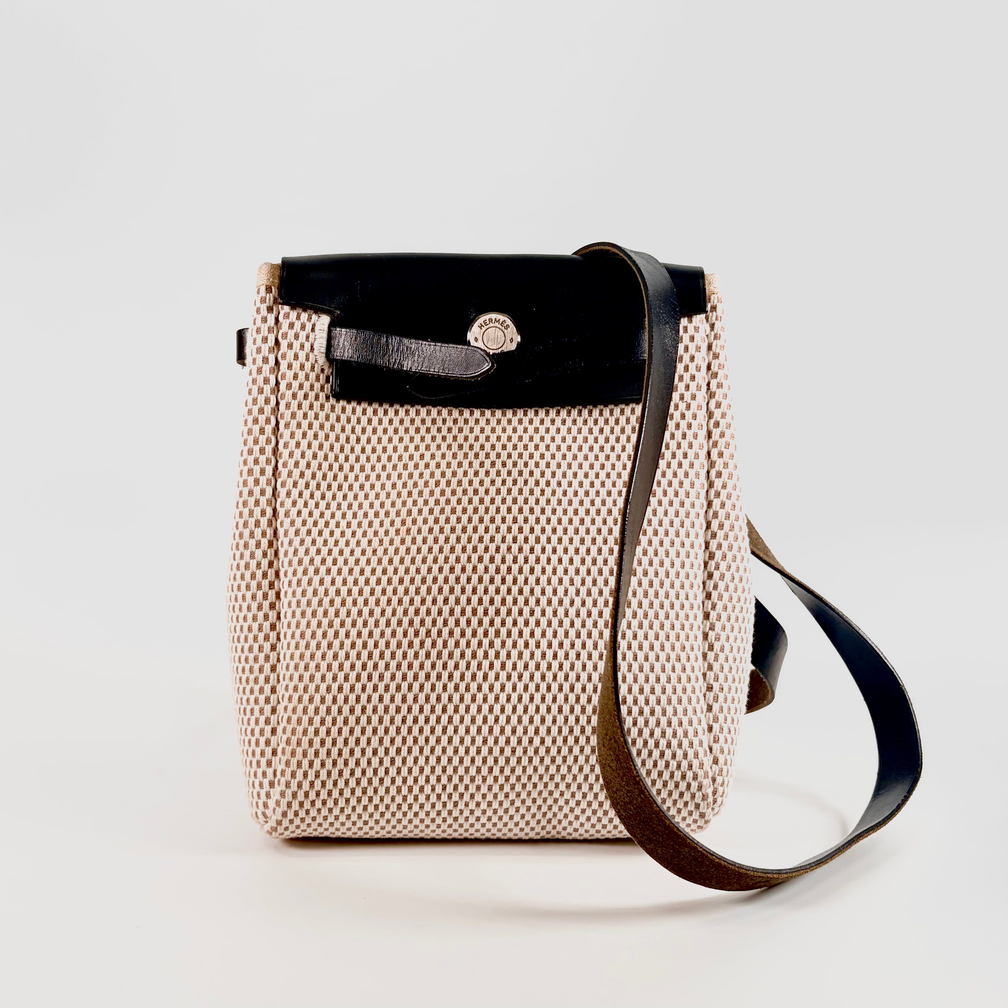 Hermes Herbag PM Canvas & Leather  Shoulder Bag