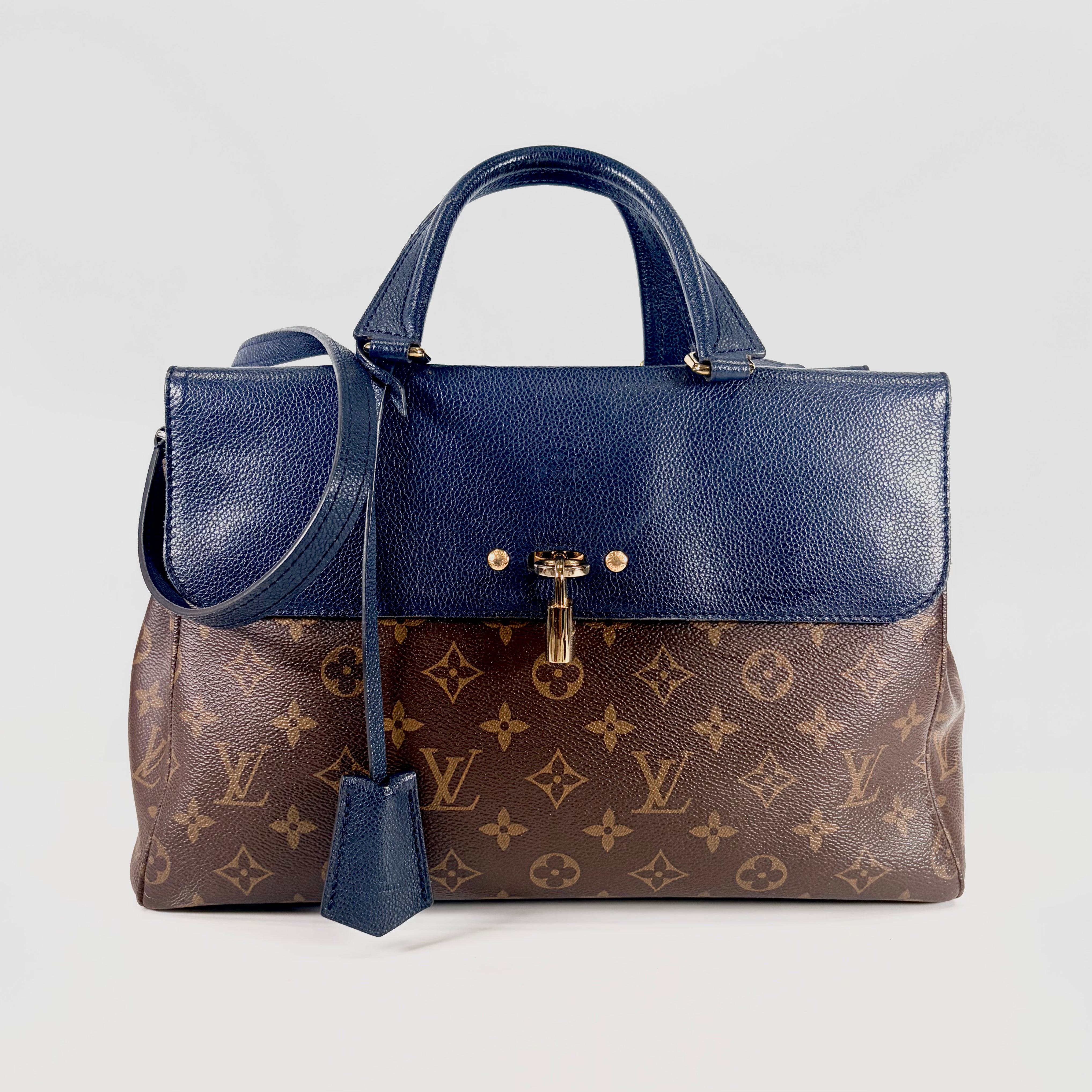 2606 secondhand LV Venus Monogram Canvas & Navy Leather Bag