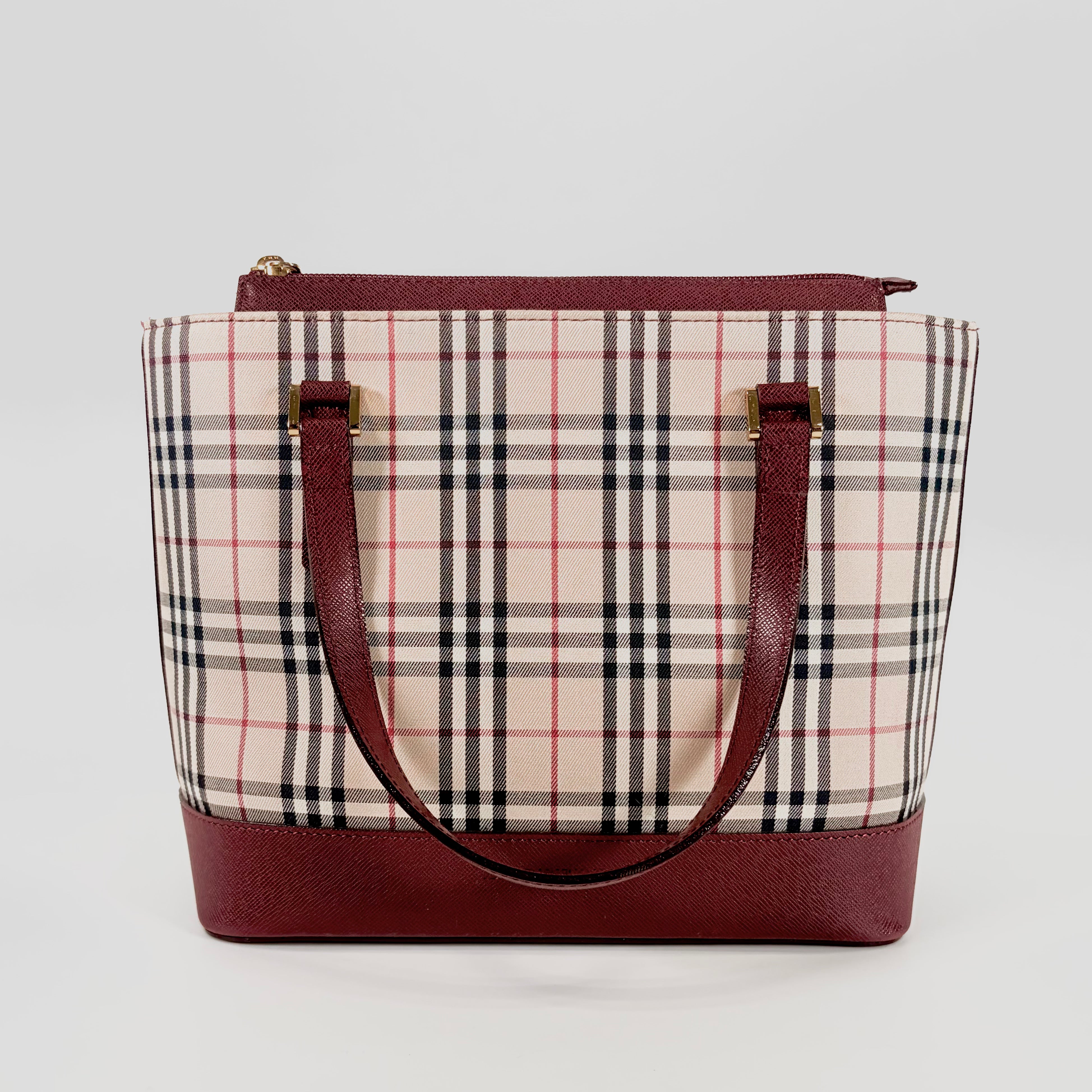 2606 secondhand BURBERRY check hand bag