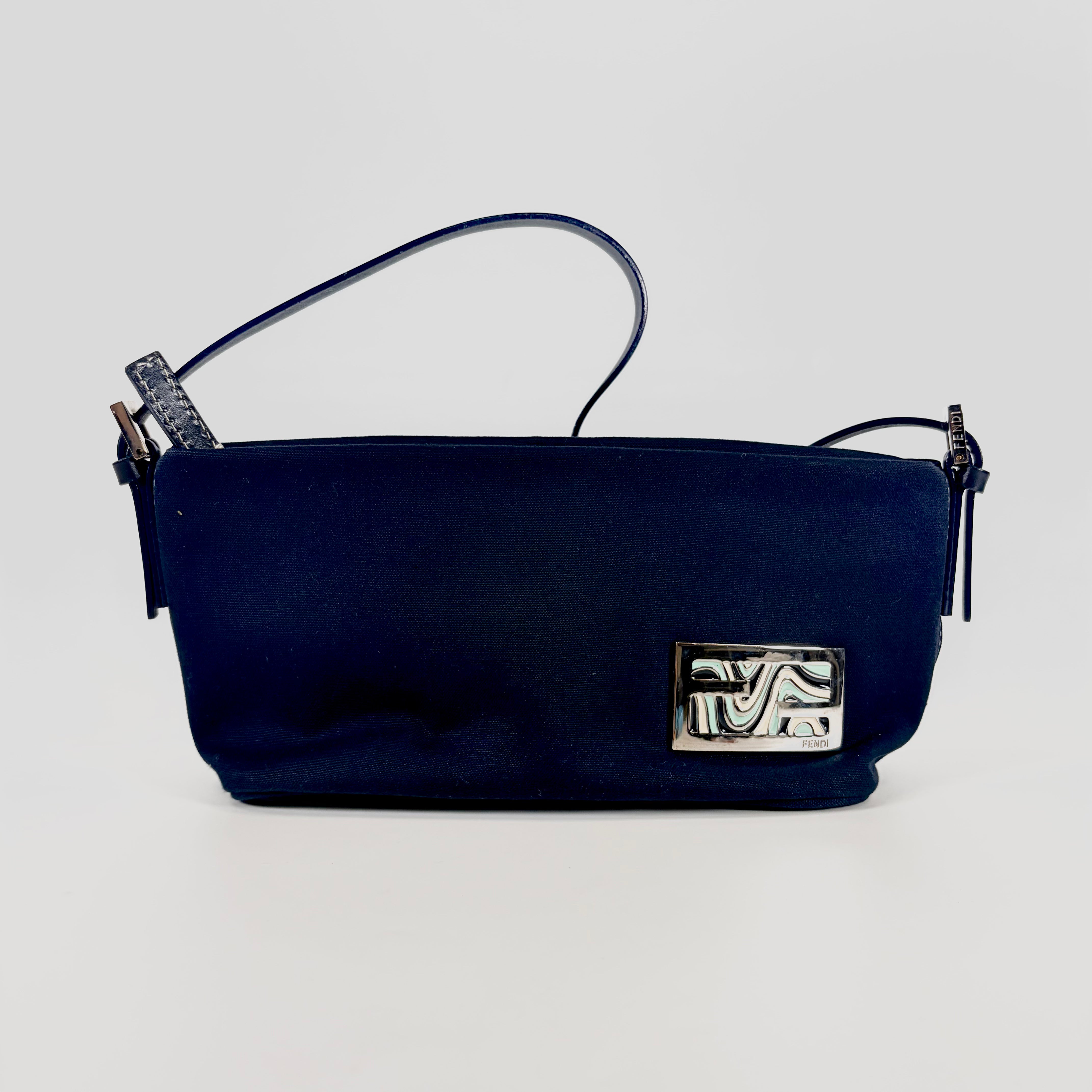 2607 secondhand FENDI brand bag accessories pouch Navy 49