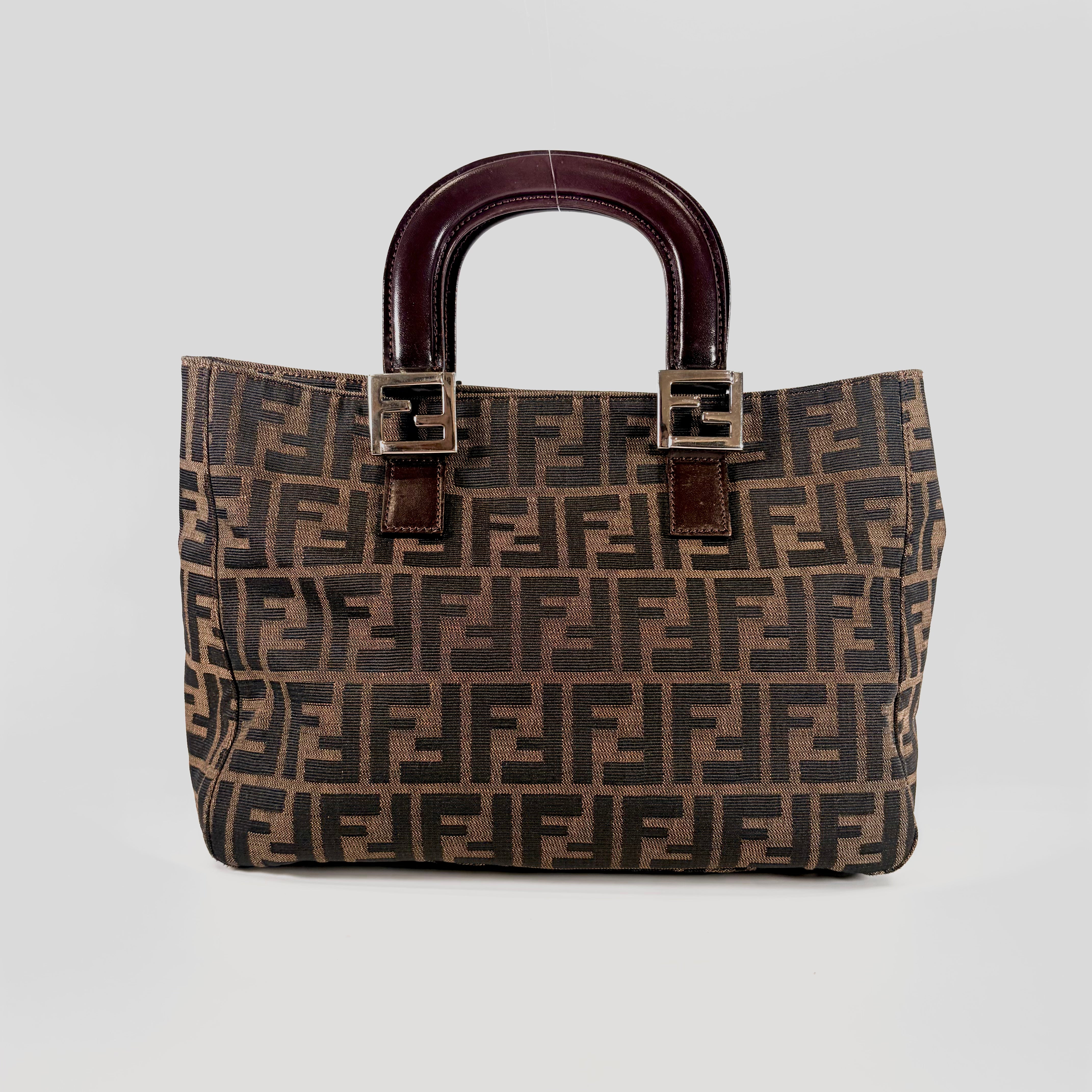 2606 secondhand Fendi Zucca Canvas Tote Bag Brown