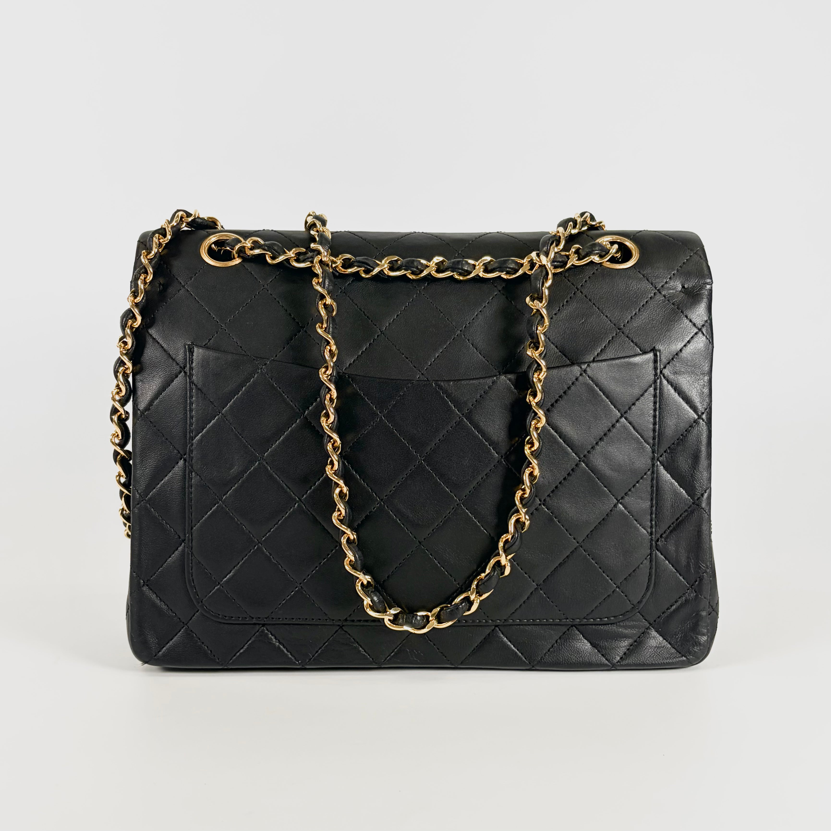 2607 secondhand CHANEL Matelasse 25 W flap chain GD metal fittings black 1058363 drawstring dust bag ()