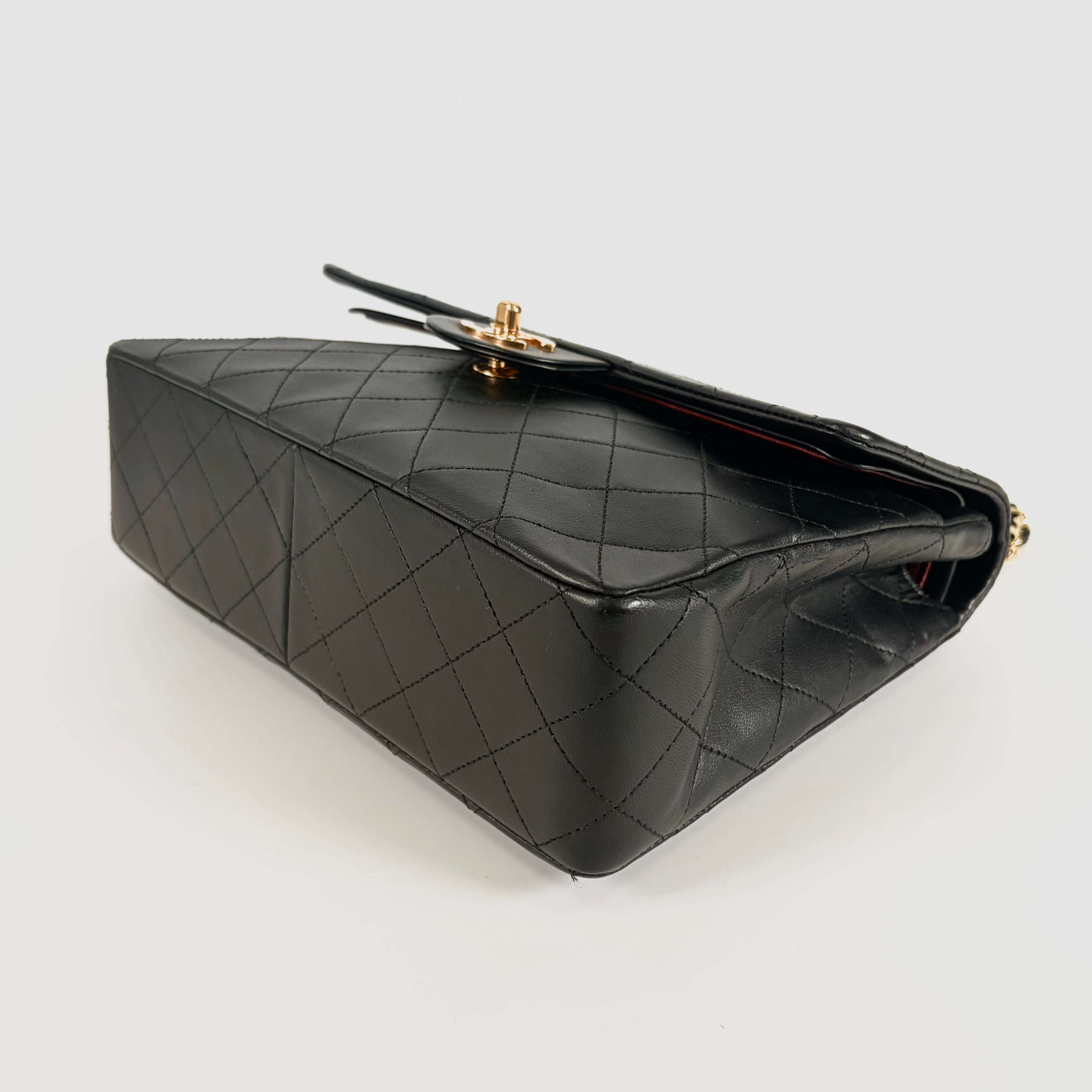 2607 secondhand CHANEL Matelasse 25 W flap chain GD metal fittings black 1058363 drawstring dust bag ()