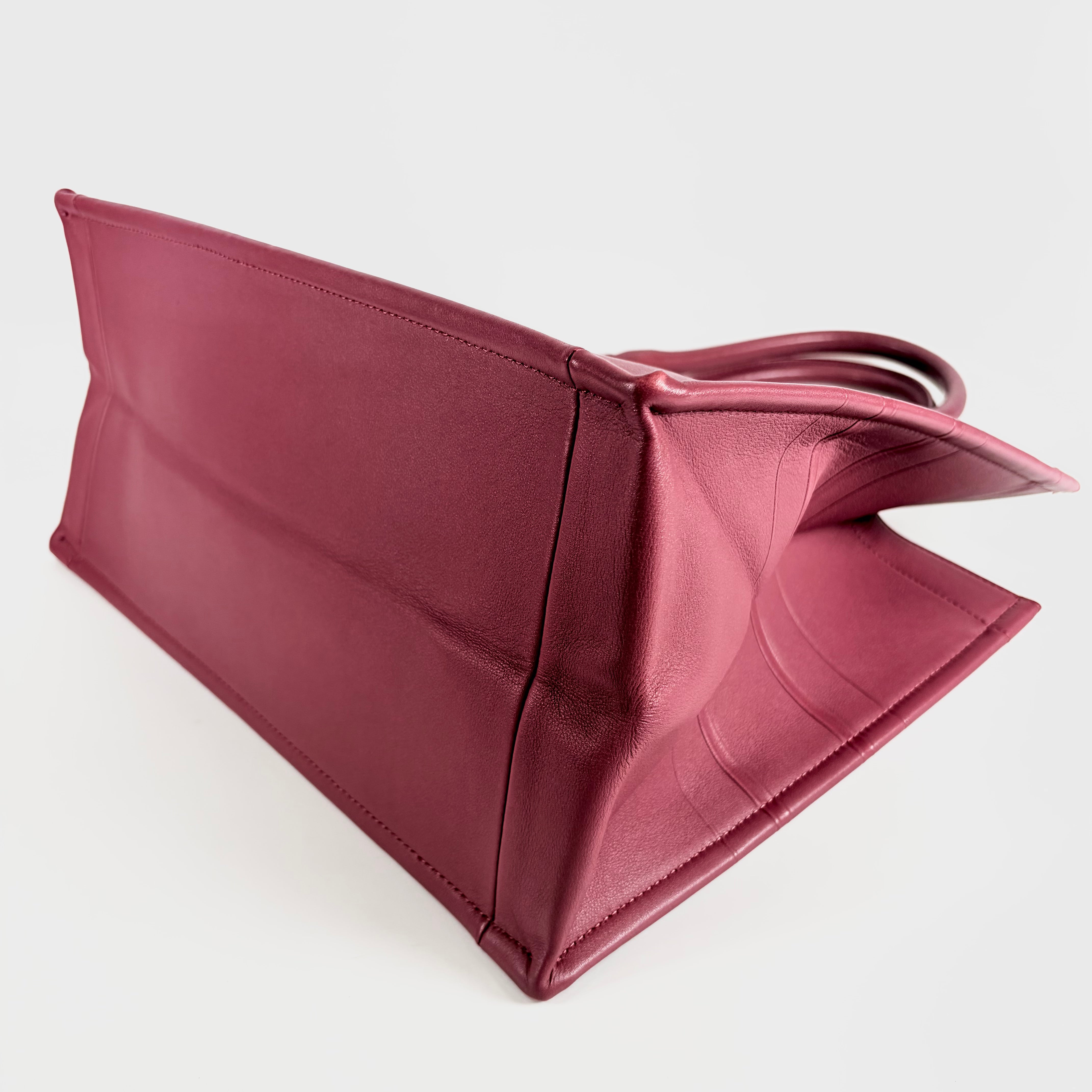 2607 secondhand CD ※ Separate exhibition M1296ZGSB Book Tote medium Wine Red calf The