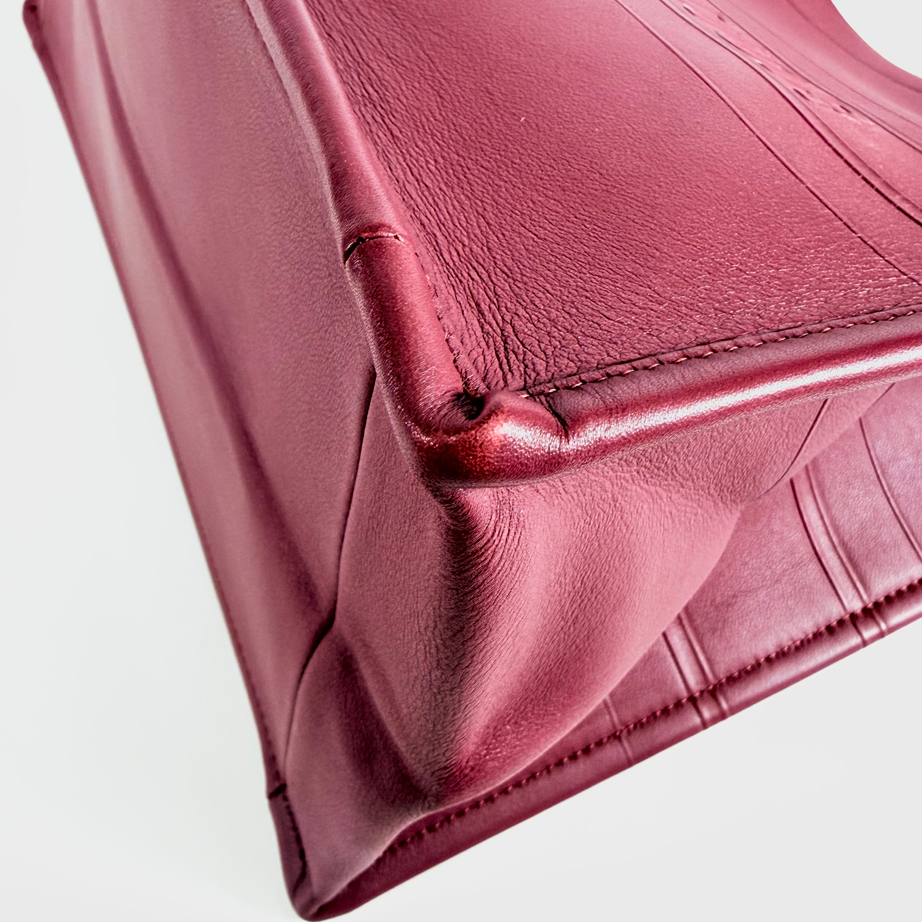 2607 secondhand CD ※ Separate exhibition M1296ZGSB Book Tote medium Wine Red calf The