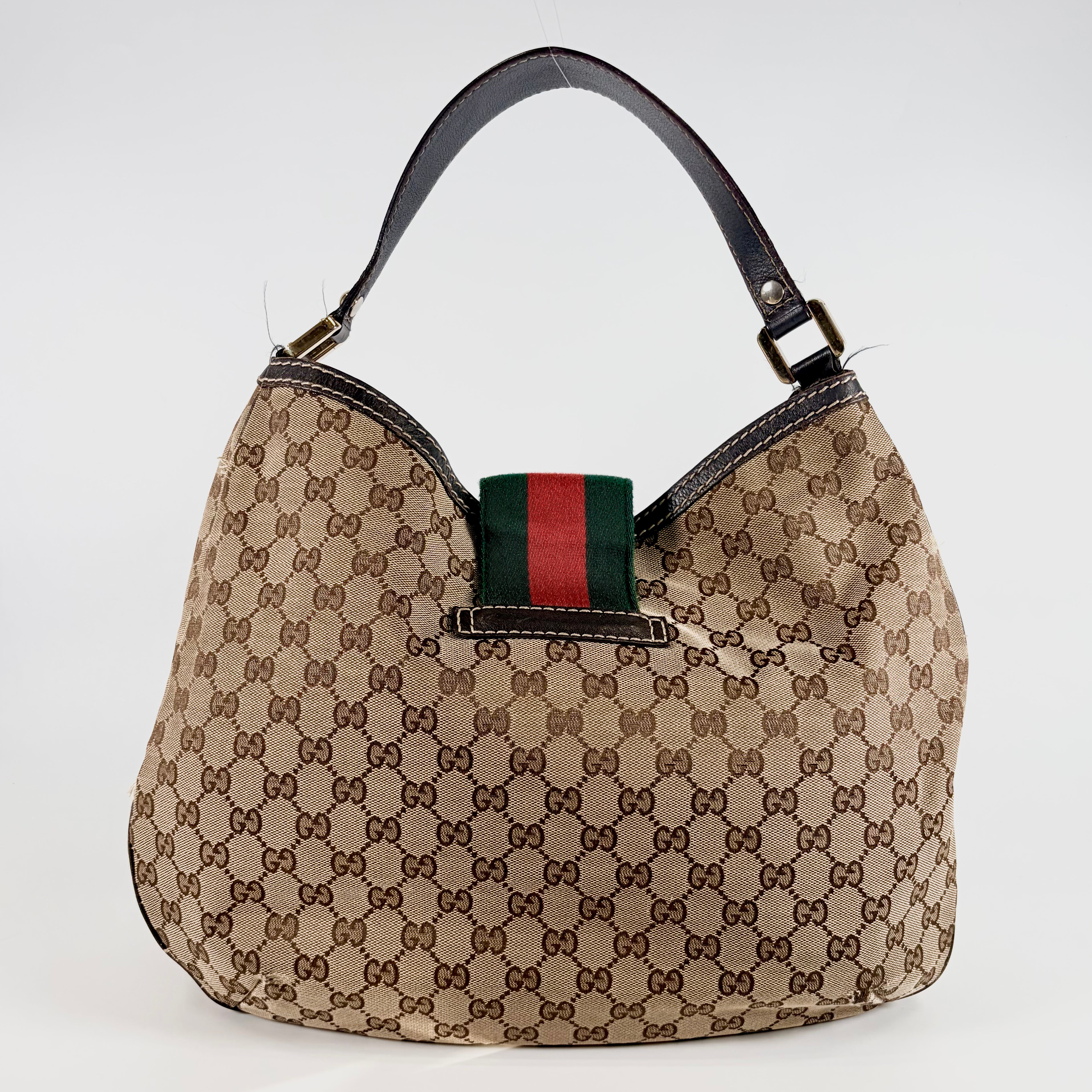 2607 secondhand GUCCI Web GG Canvas Hobo Shoulder Bag