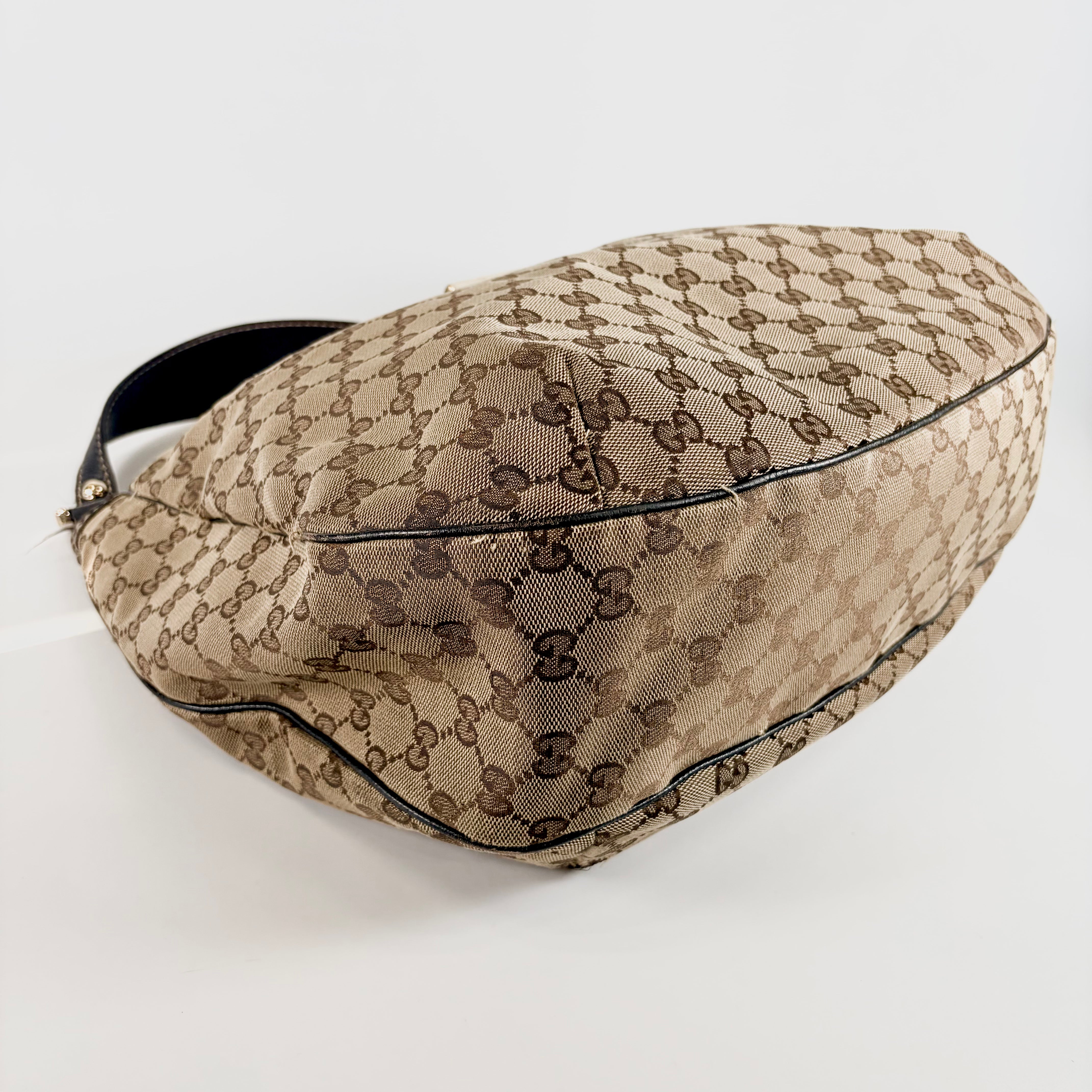 2607 secondhand GUCCI Web GG Canvas Hobo Shoulder Bag