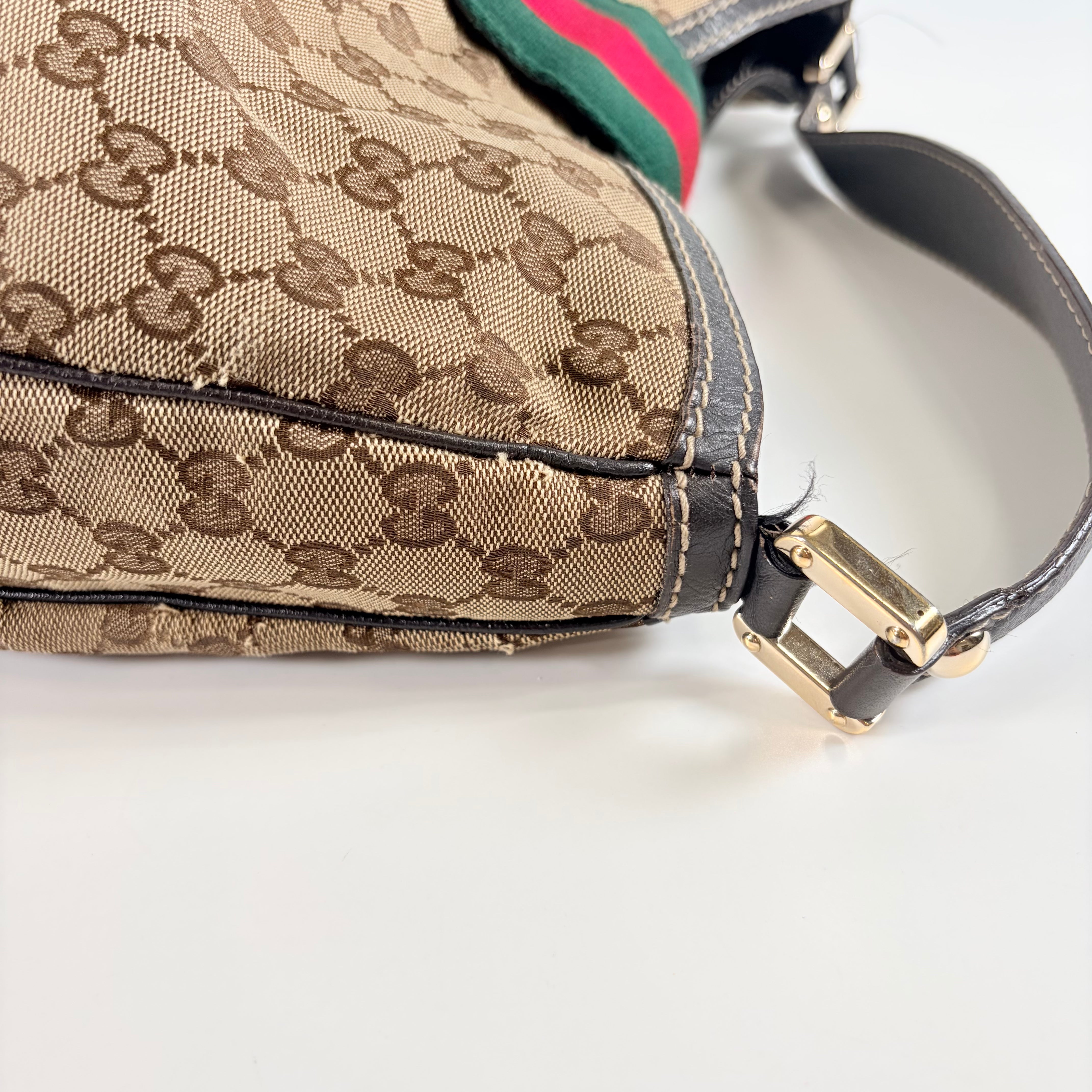 2607 secondhand GUCCI Web GG Canvas Hobo Shoulder Bag