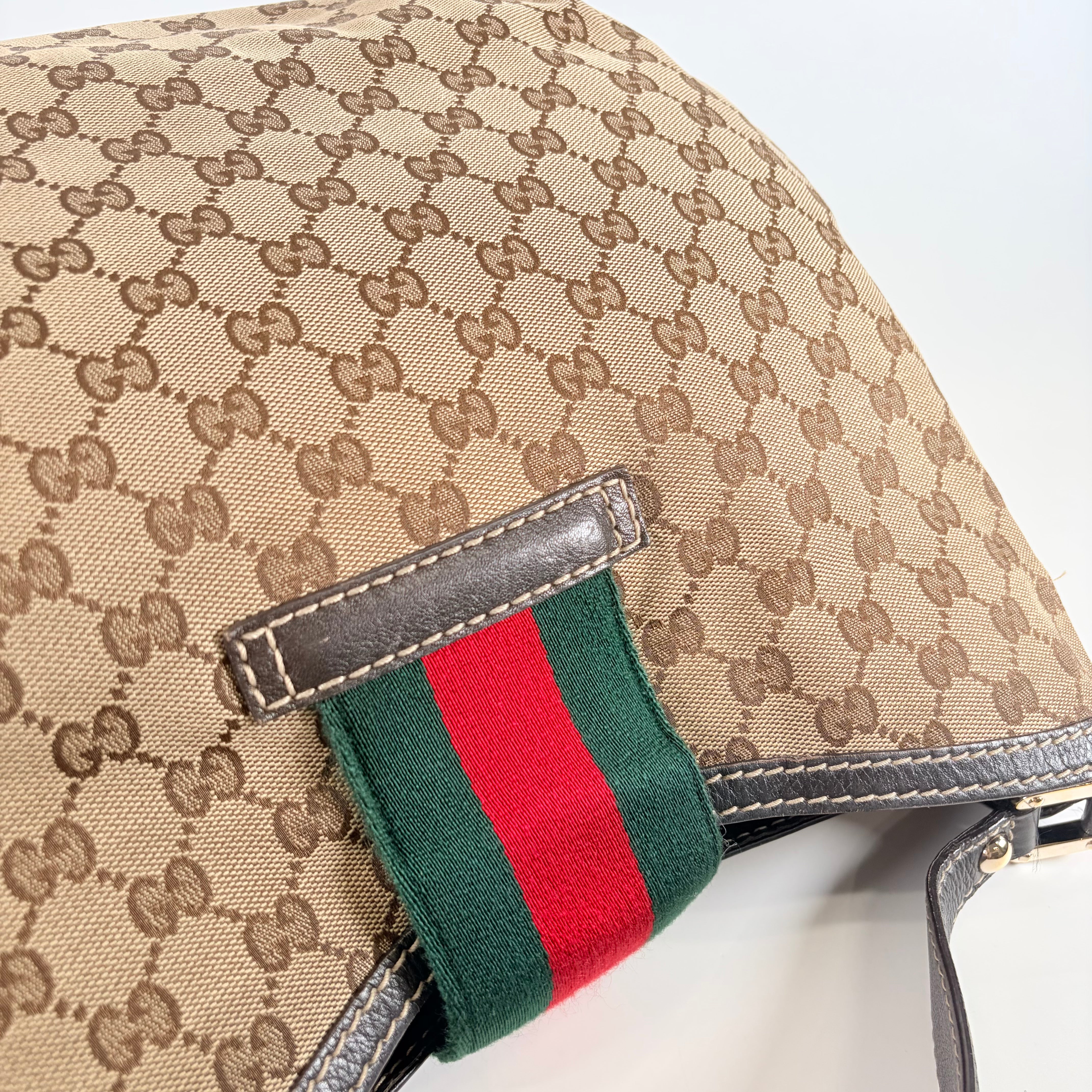 2607 secondhand GUCCI Web GG Canvas Hobo Shoulder Bag