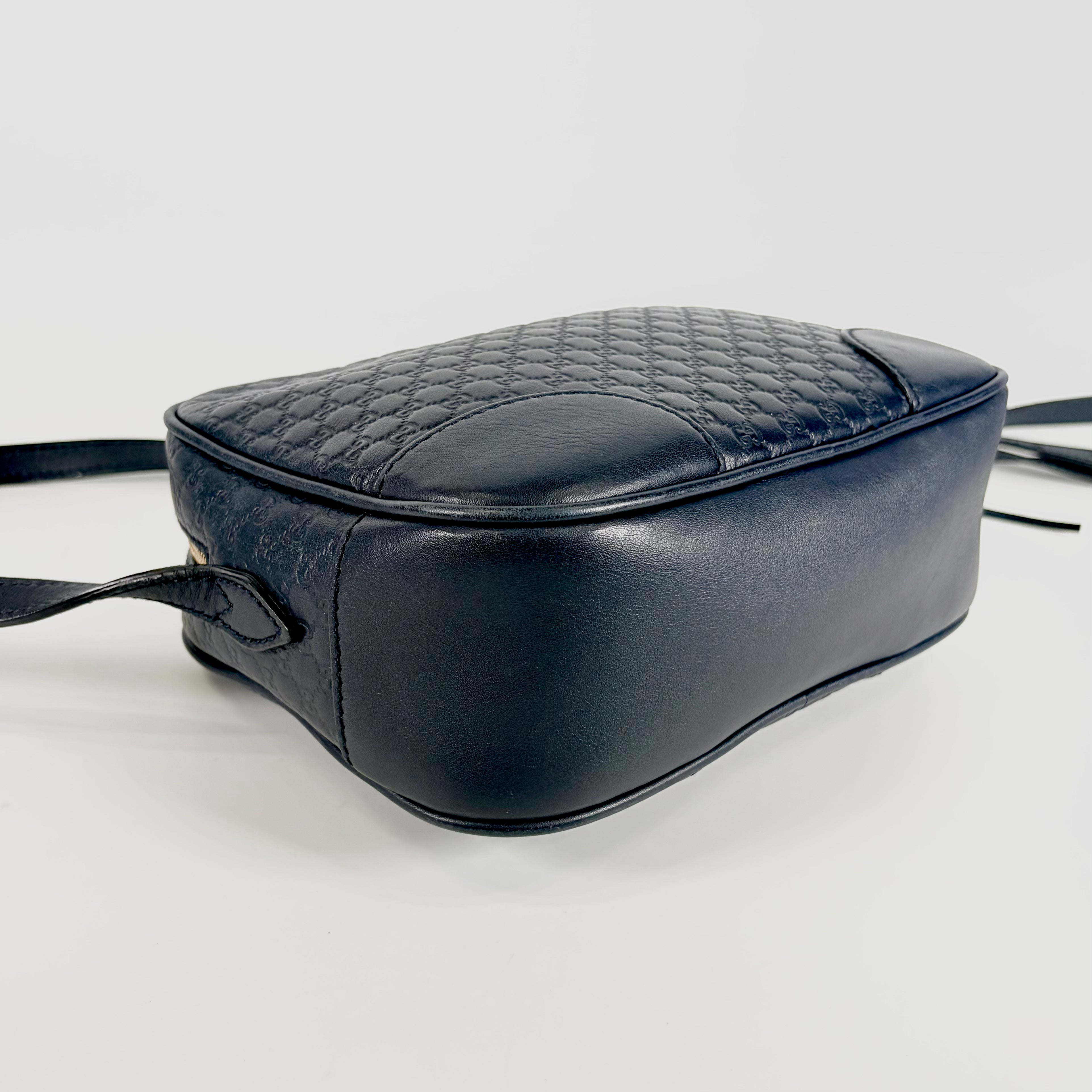 2607 secondhand GUCCI camera bag shoulder Micro Guccissima Navy