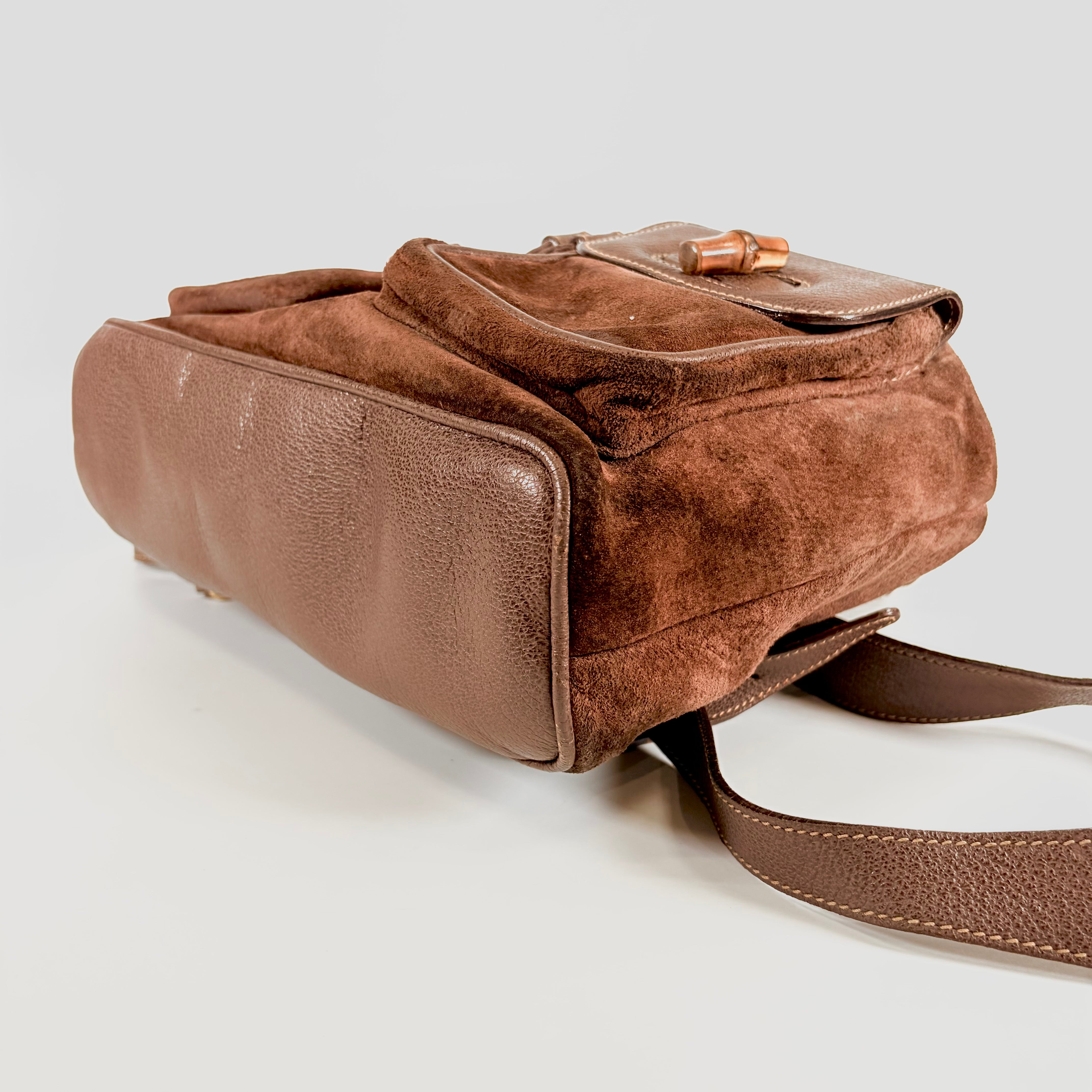 2606 secondhand GUCCI Bamboo suede backpack