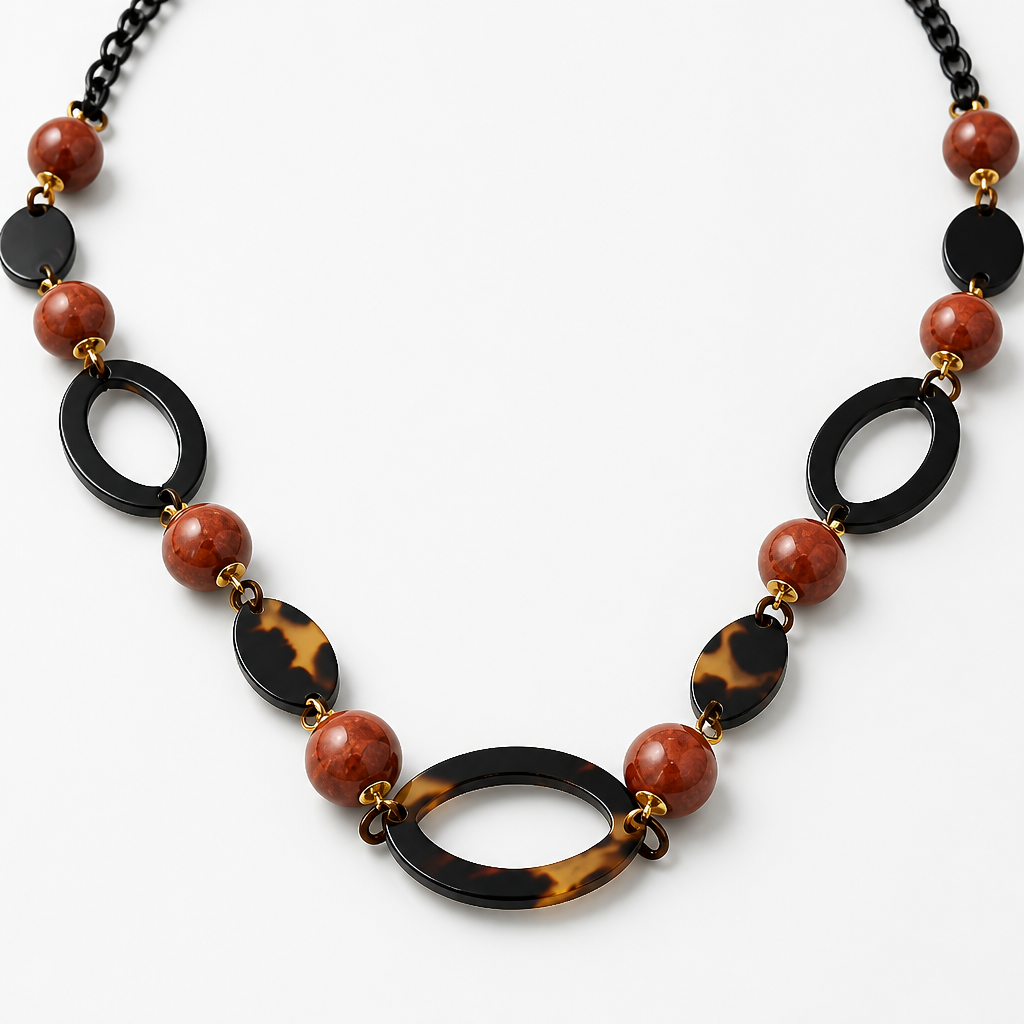 2608 secondhand necklace 　 Brown / Red 　25.4g