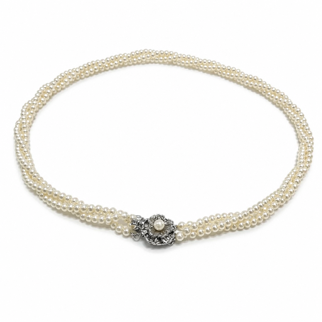 2607 secondhand SV Pearl necklace NC 3.5-4mm