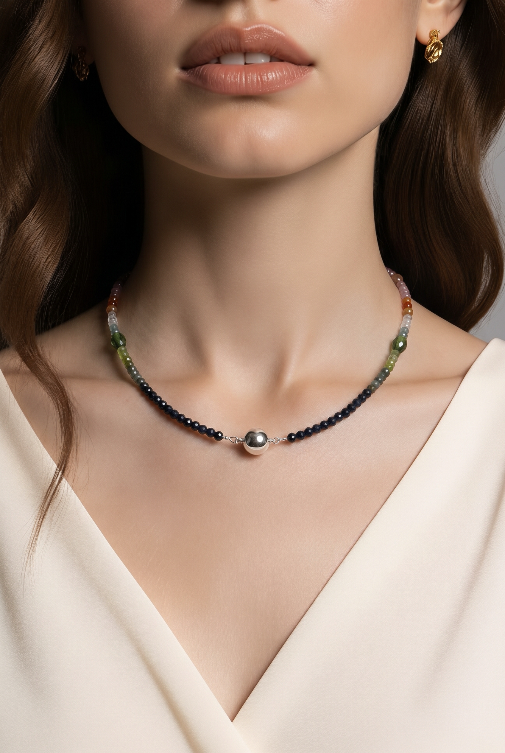 2608 secondhand Tourmaline necklace 　42㎝　10.8g