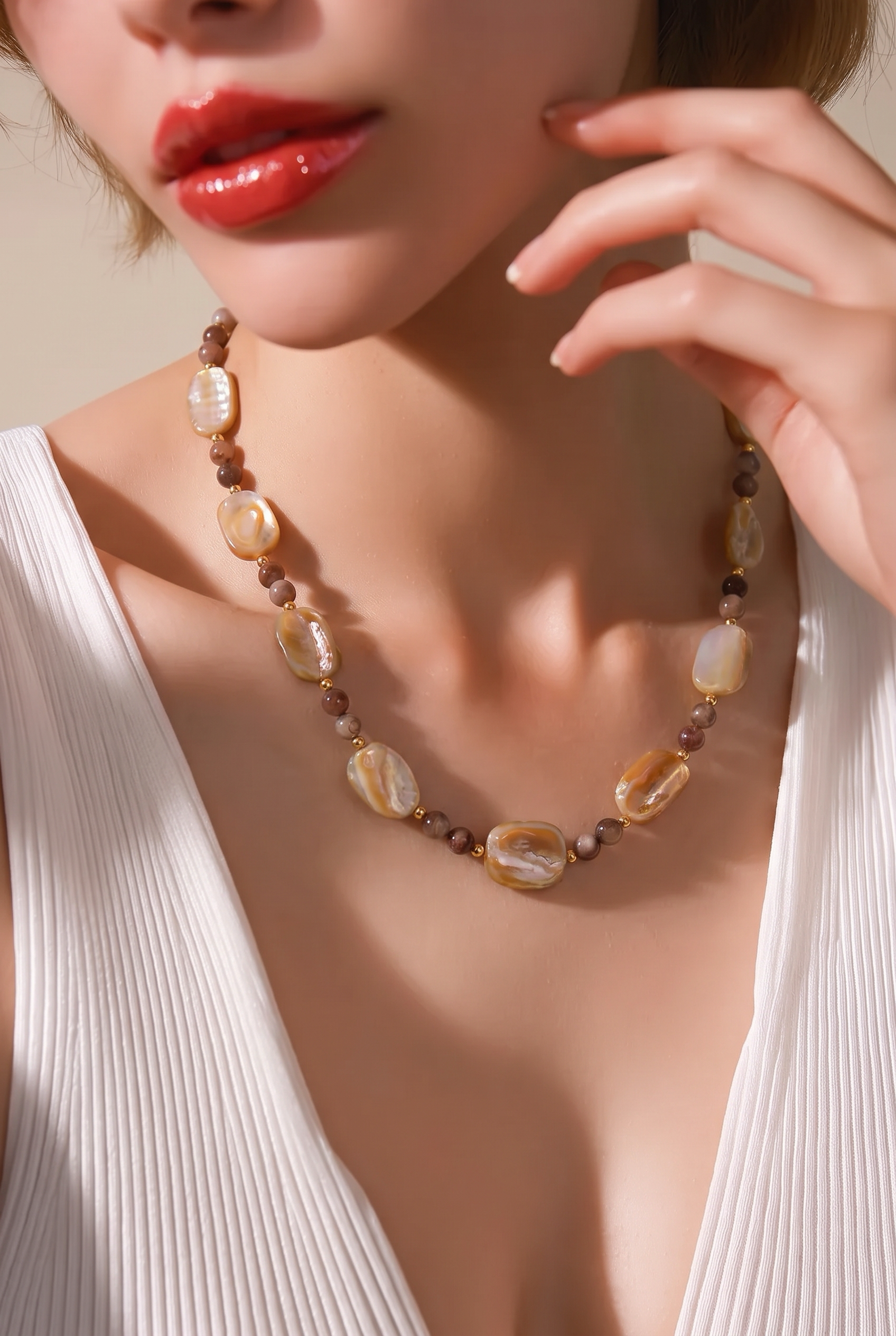 2608 secondhand necklace 　 pink 　29.3g