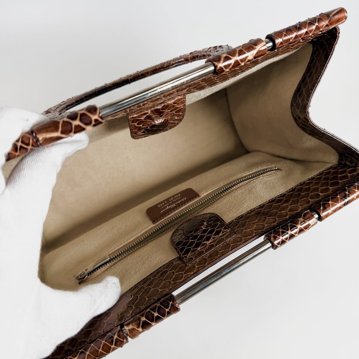 2604 secondhand Ferragamo Python hand bag