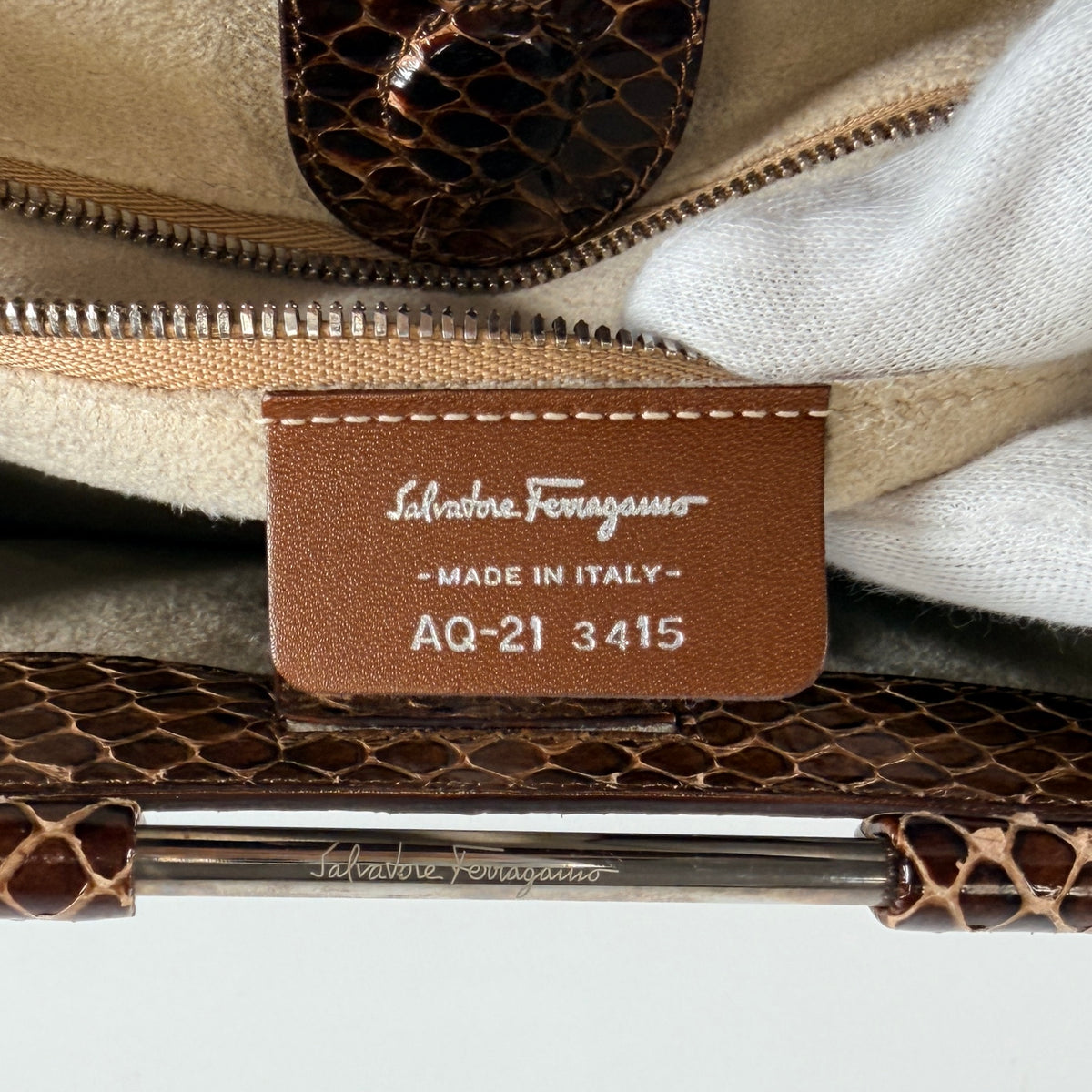 2604 secondhand Ferragamo Python hand bag