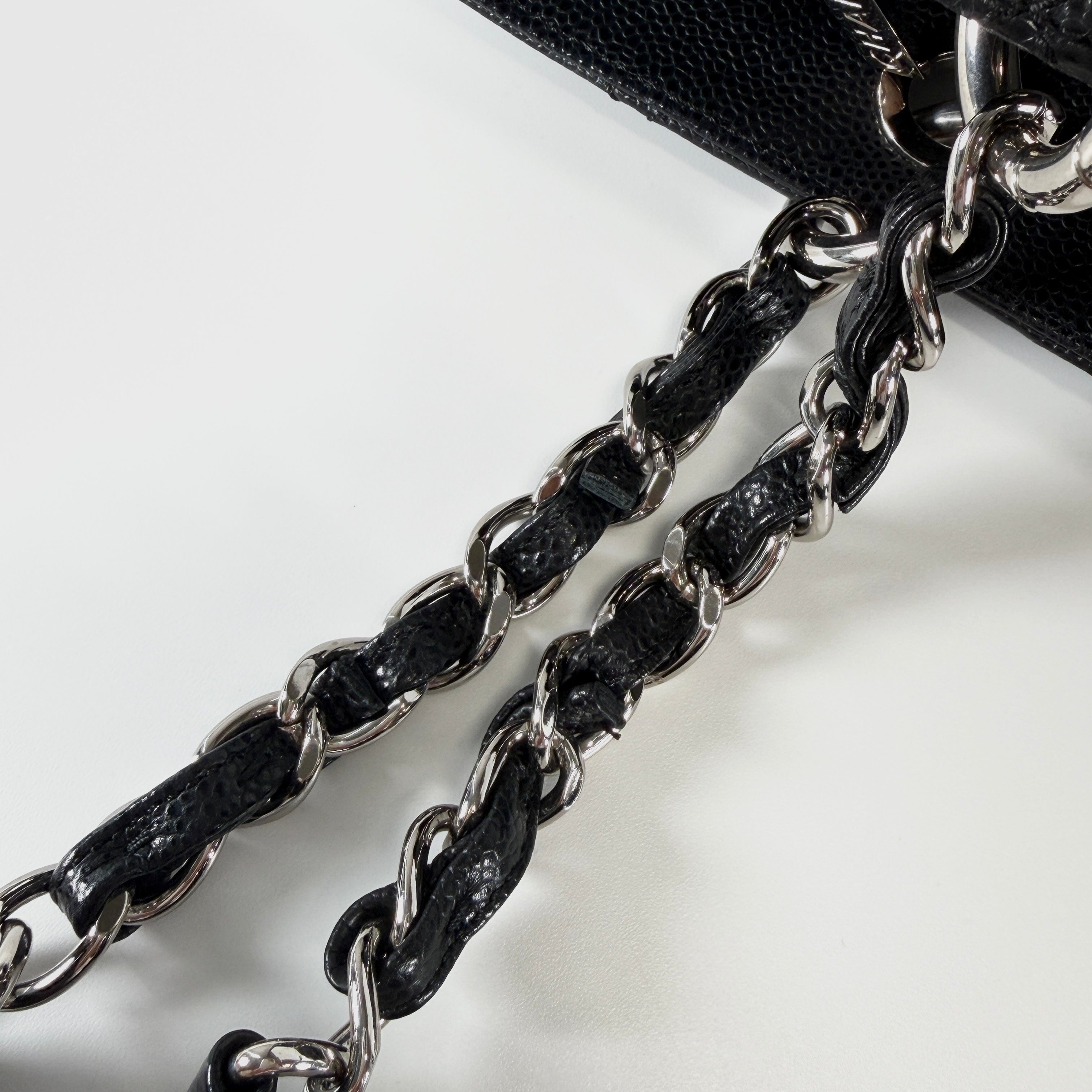 CHANEL Caviar Skin GST Chain Tote Bag Black Serial No. 19252775