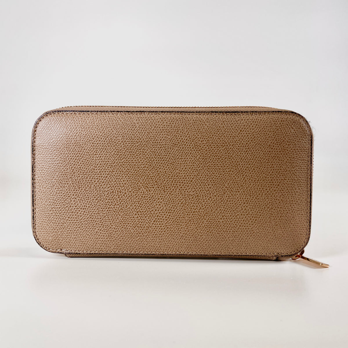 2603 secondhand valextra strike wallet Zip Purse 12 card / Greige leather