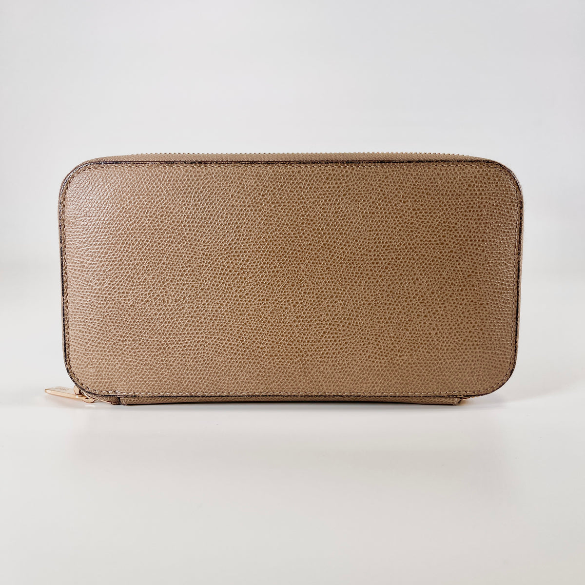 2603 secondhand valextra strike wallet Zip Purse 12 card / Greige leather