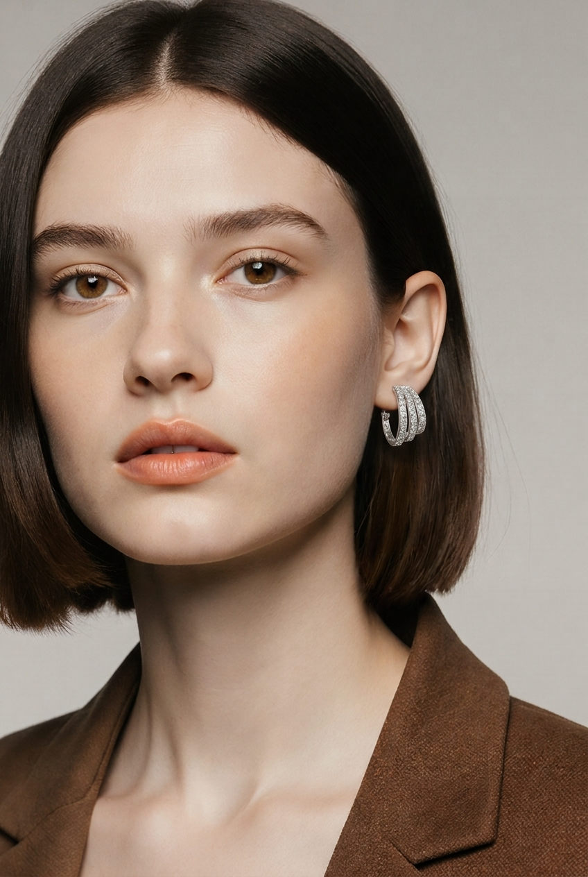 2606 secondhand K18WG earrings 　D0.425×2　Total 5.9g