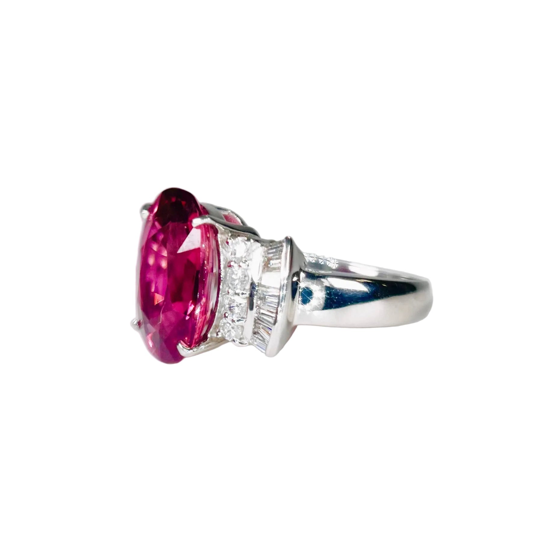 2602 Pt900 ring Pink Tourmaline 3.918ct/D0.57ct6.2g #11