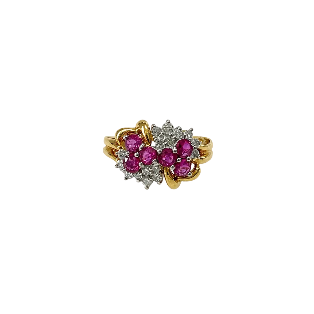 2606 secondhand K18/Pt900 ring 　R1.01/D0.36ct　Total　6.1g　#12
