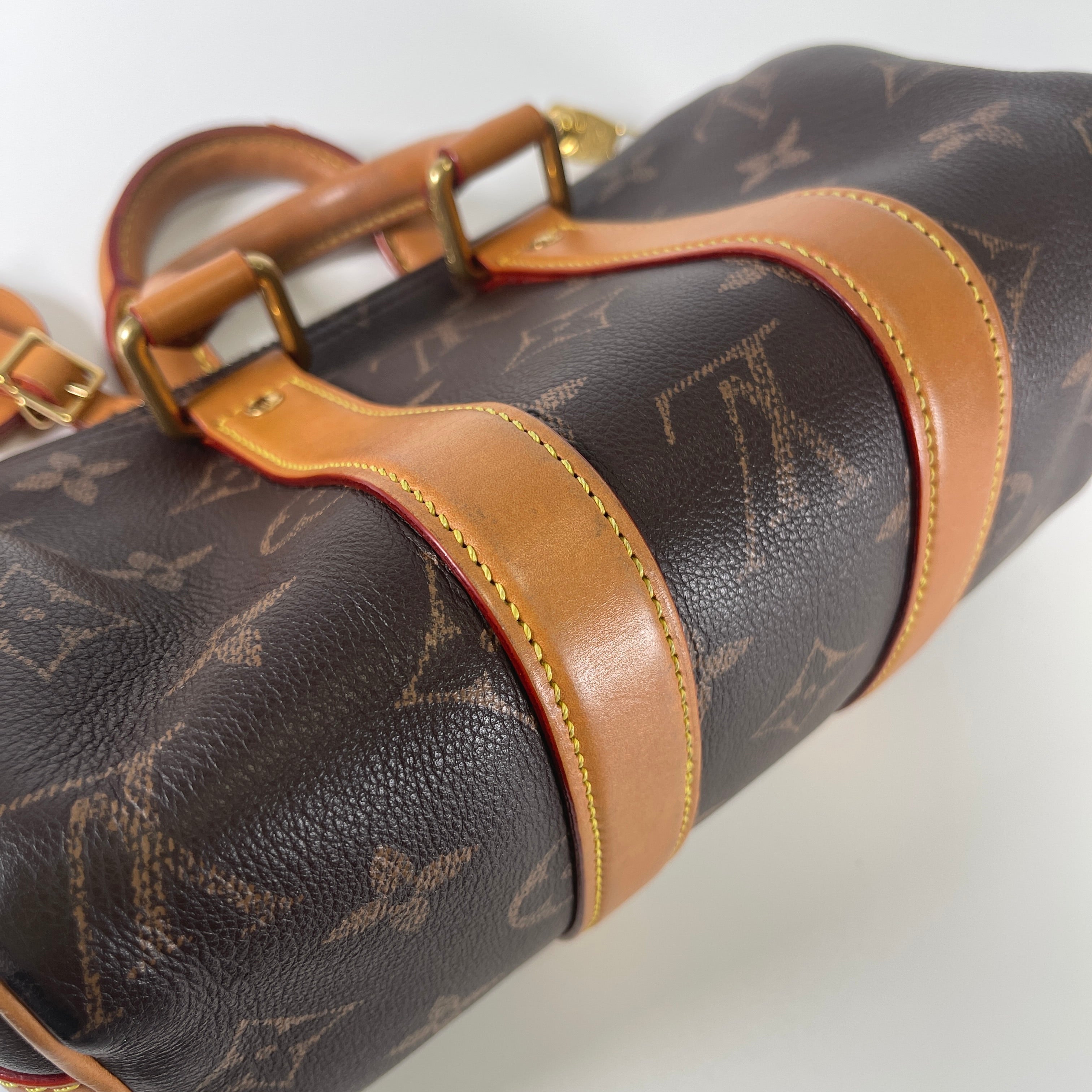 2603 secondhand LV Cuir Monogram M14026 Keepall Bandouliere 25 strap