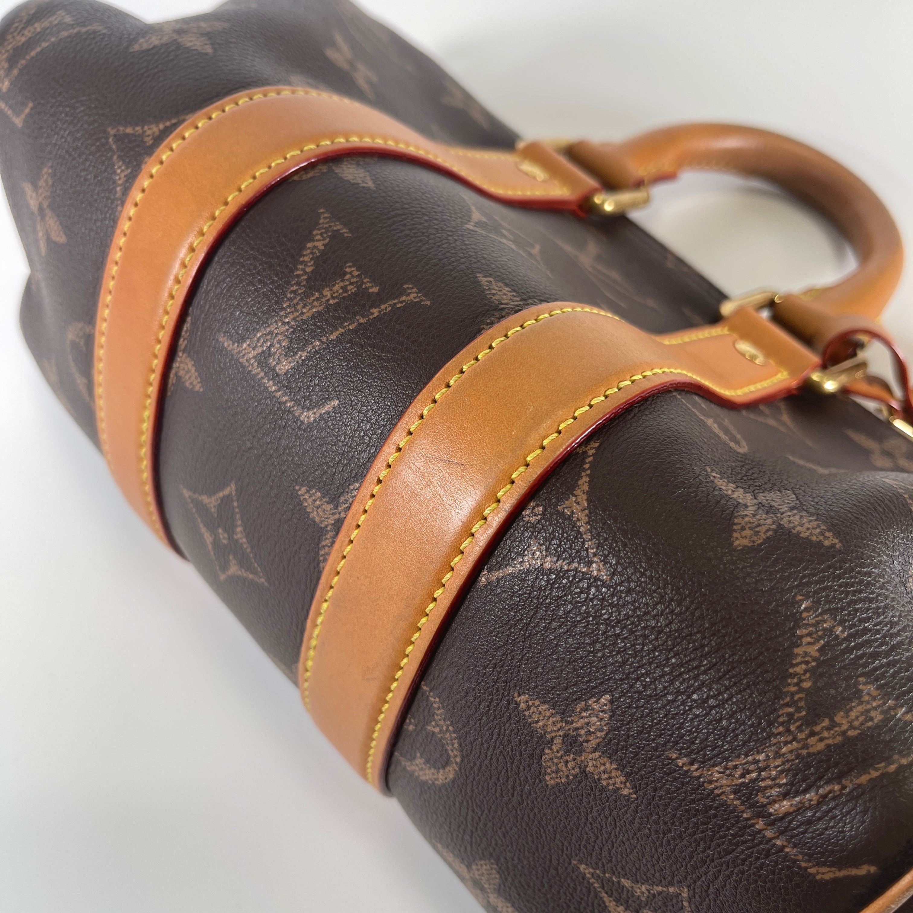 2603 secondhand LV Cuir Monogram M14026 Keepall Bandouliere 25 strap