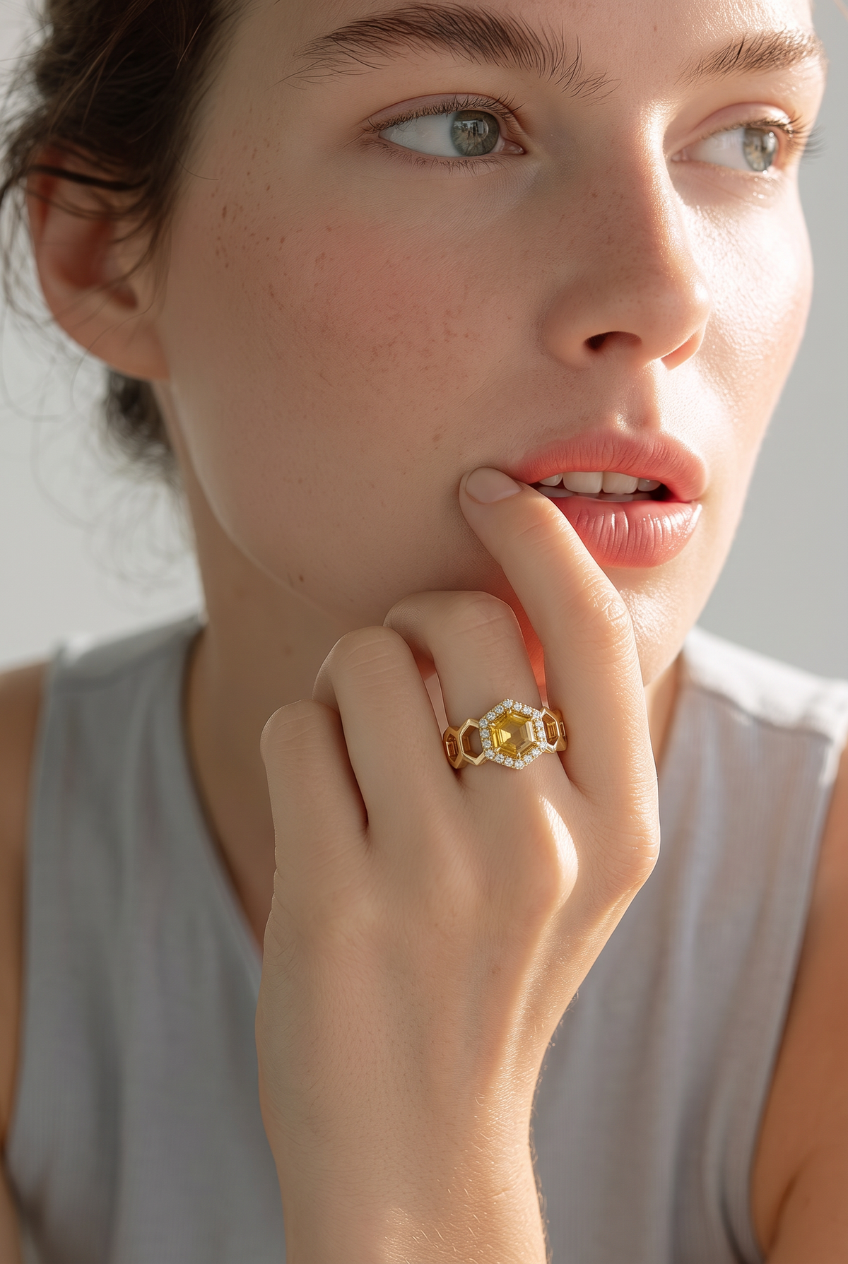 2607 secondhand K18 Citrine/D0.22ct Total 4.1ｇ