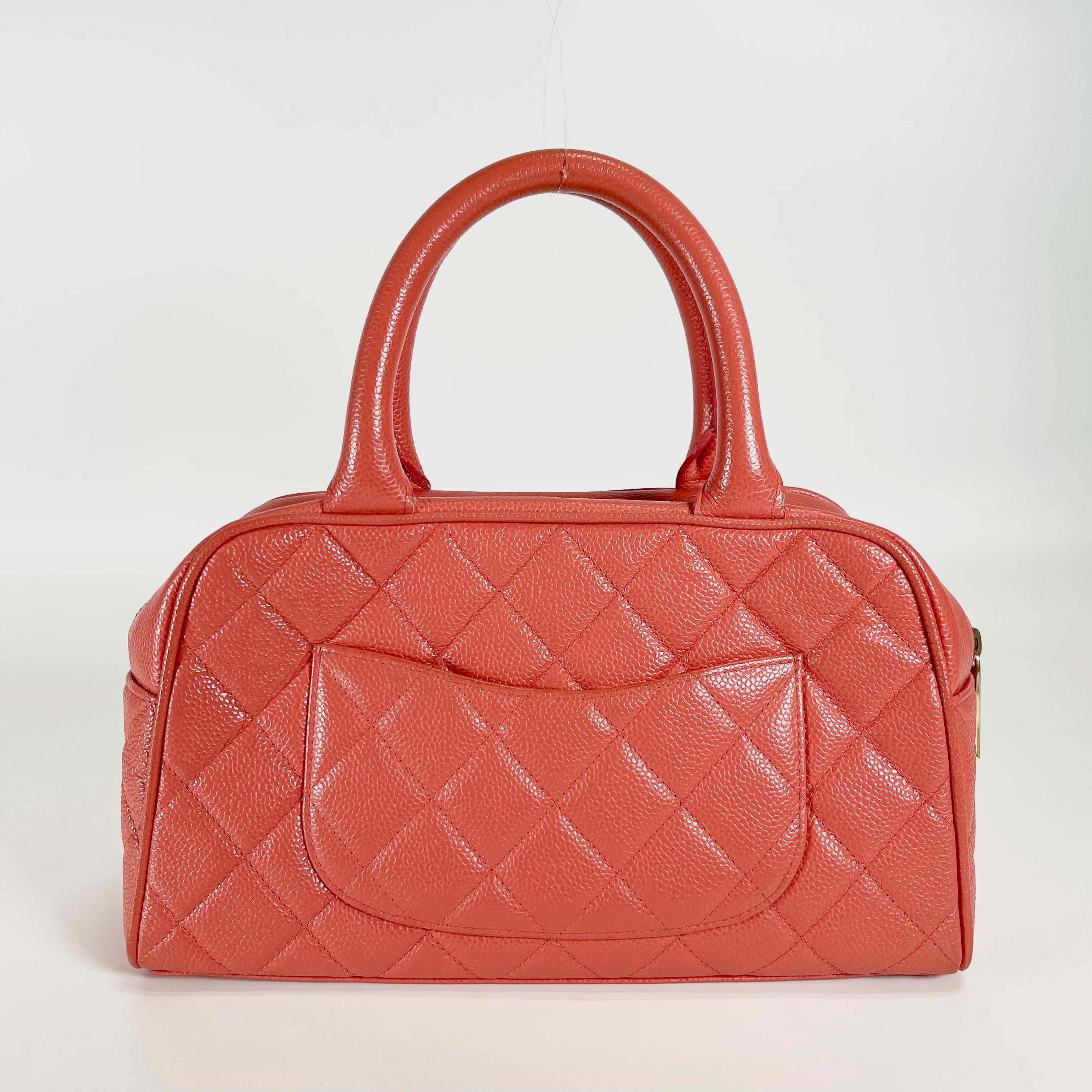 2601 secondhand CHANEL hand bag caviar skin orange