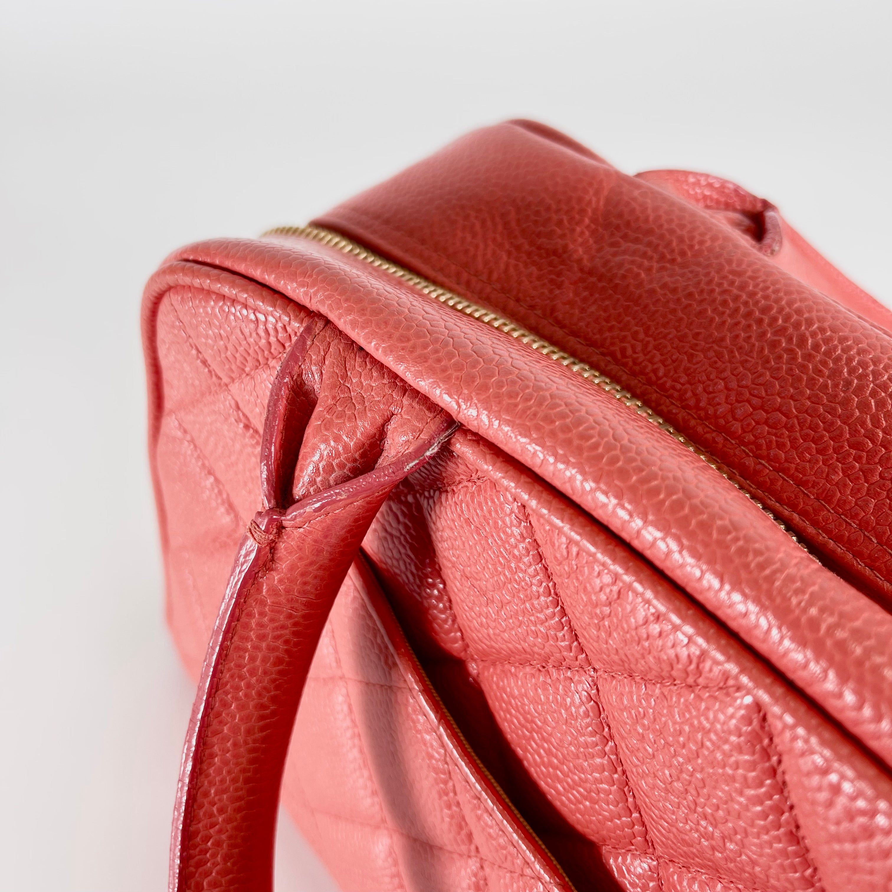 2601 secondhand CHANEL hand bag caviar skin orange