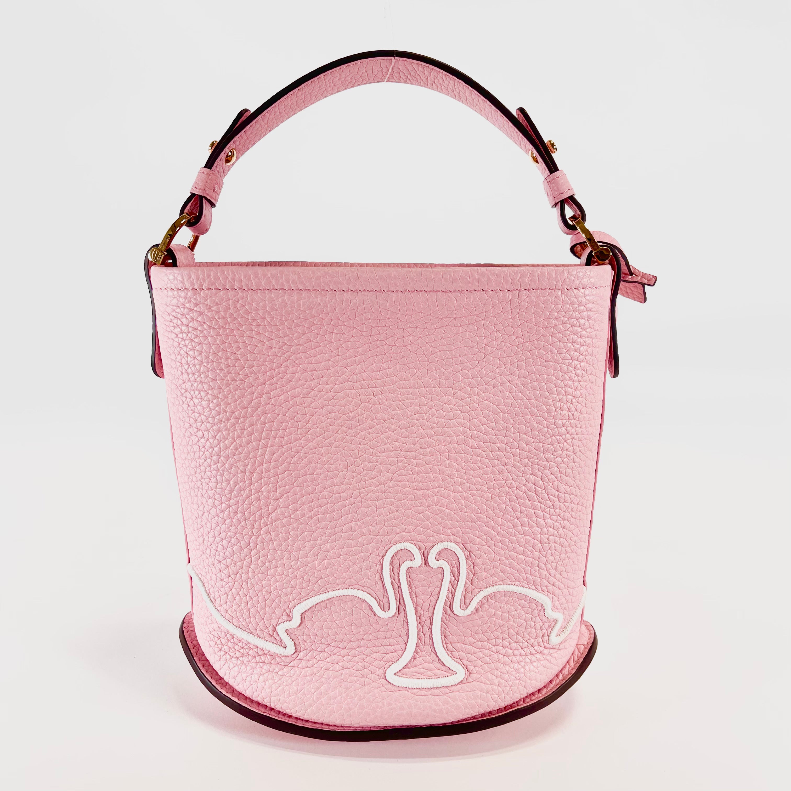 2512 secondhand  DELVAUX leather De bucket mini Bloom × ivory