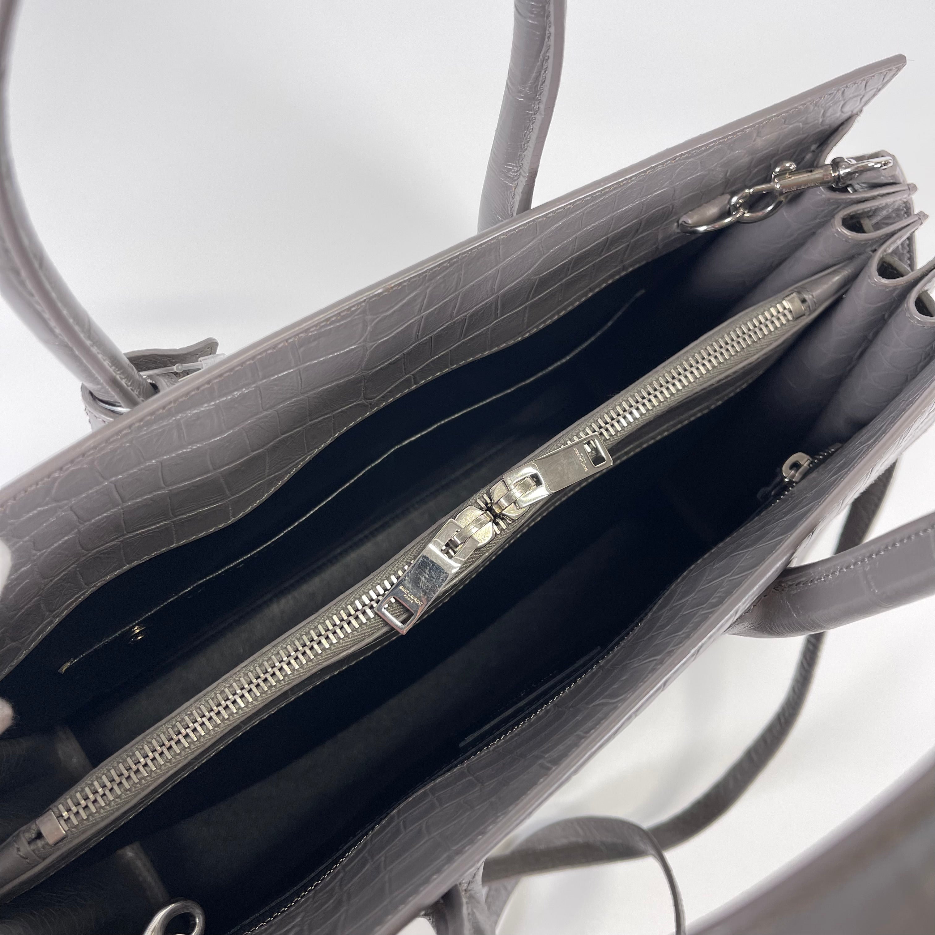 2602 secondhand SAINTLAURENT Sack Joules mini gray key ×2 Cadena shoulder strap CS30N